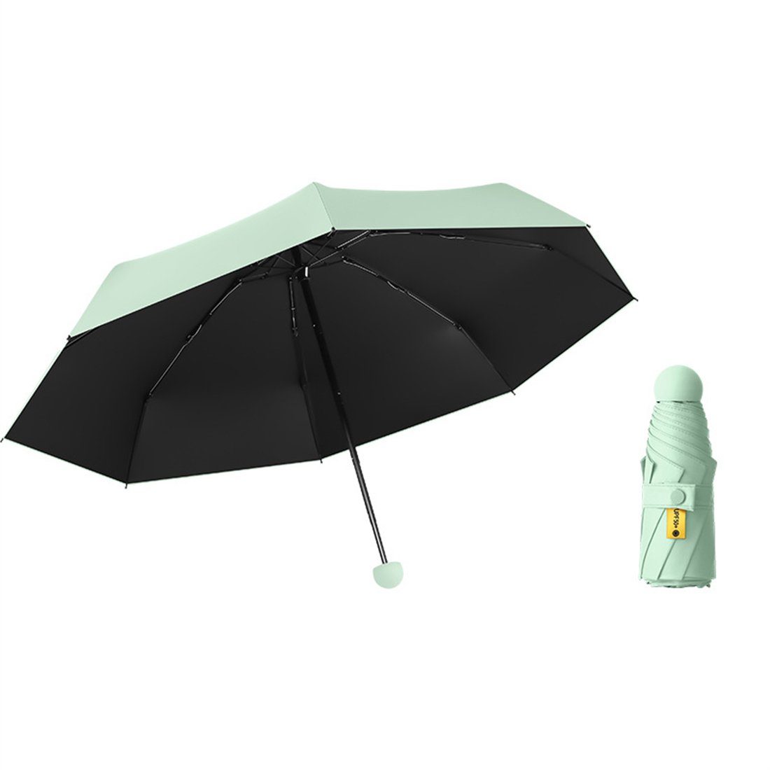 unterwegs und schützt vor manual Taschenschirme Regen winzig YOOdy~ für damen Mintgrün Mini small leicht klein UV-Schutz Taschenregenschirm Sonne für Regenschirm Sonnenschutz,