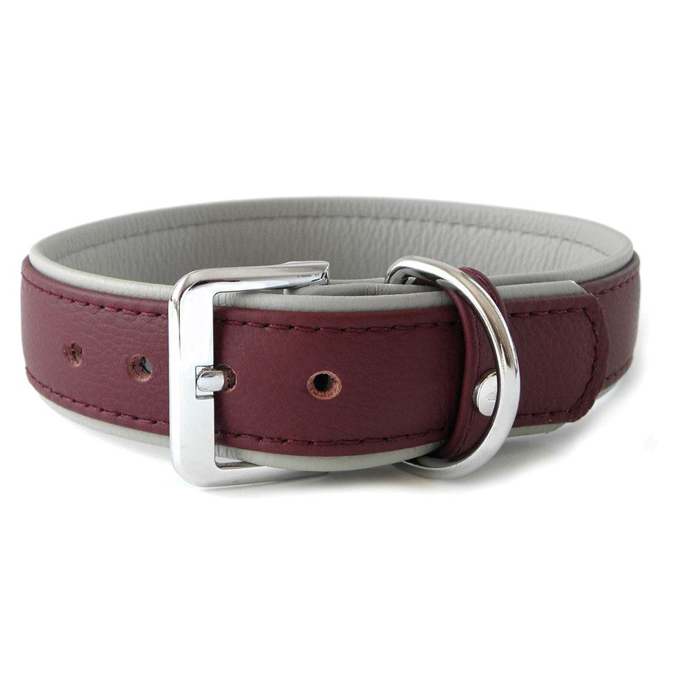 Das Lederband Hunde-Halsband Hundehalsband Amsterdam merlot/grey