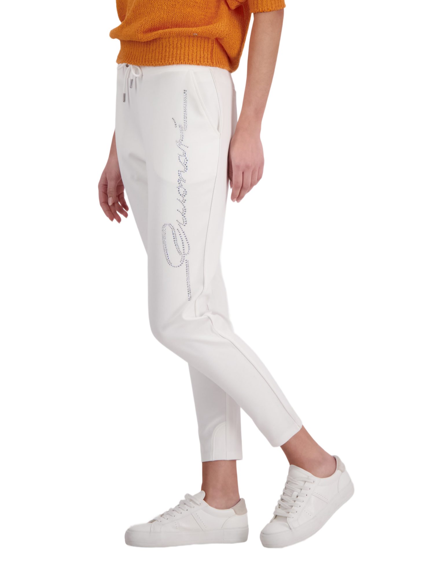 Monari Stoffhose weiß, Casual, Polyester, Unifarben, Skinny, Mittel