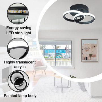 BlingBin LED Deckenleuchte Moderne LED Quadratisch Dimmbar Deckenlampe, 16W*2, LED fest integriert, Kaltweiß, Warmweiß, Neutralweiß, ‎Energie sparen