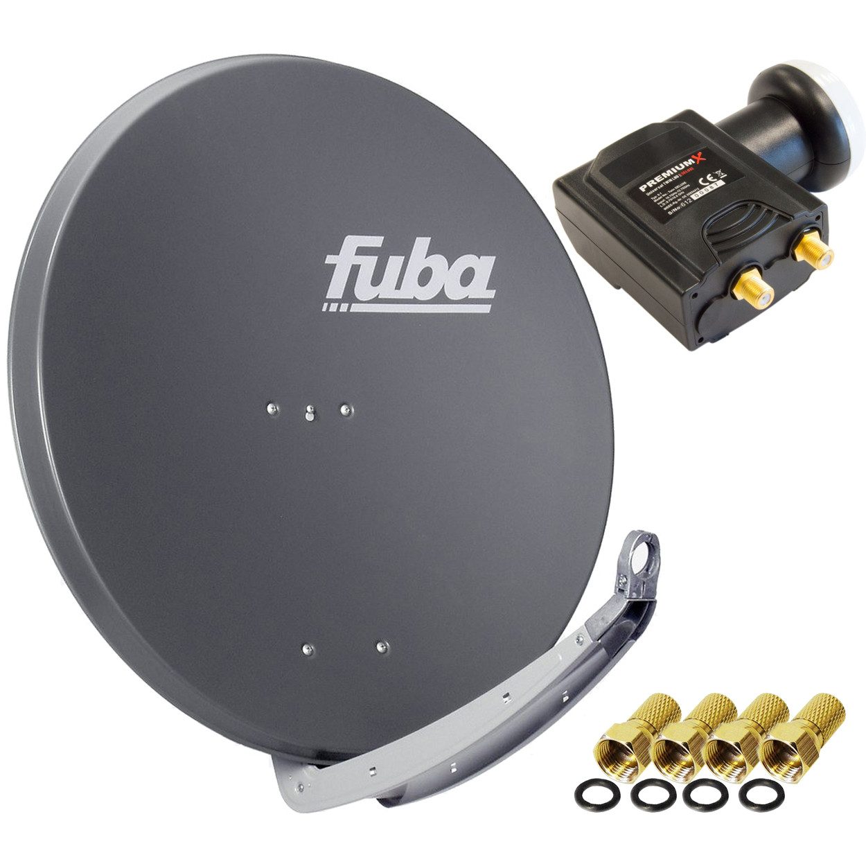 fuba DAA 850 A Satellitenantenne Alu Anthrazit DELUXE Twin LNB Sat SAT-Antenne