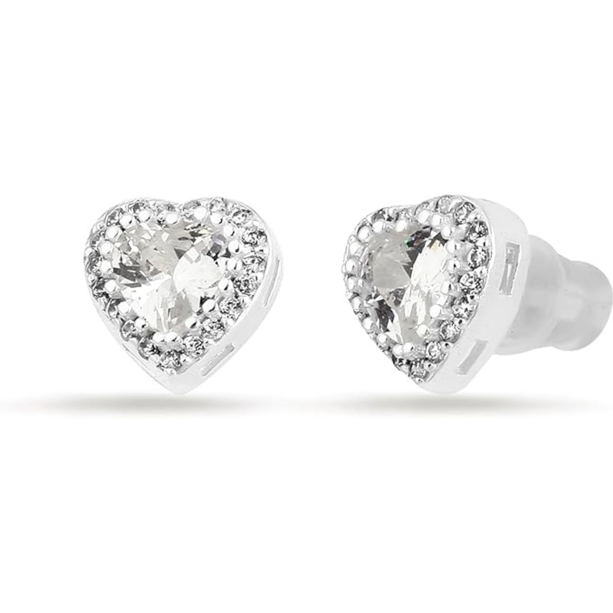 Einzelstück Ohrstecker-Set Ohrstecker mit funkelndem Herz 925 Sterling Silber