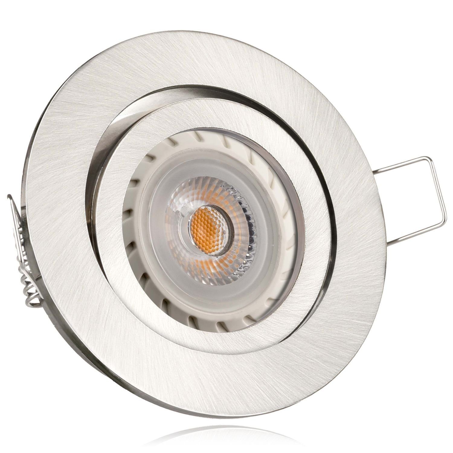 LEDANDO LED Einbaustrahler LED Einbaustrahler Set Silber gebürstet mit LED GU10 Markenstrahler vo