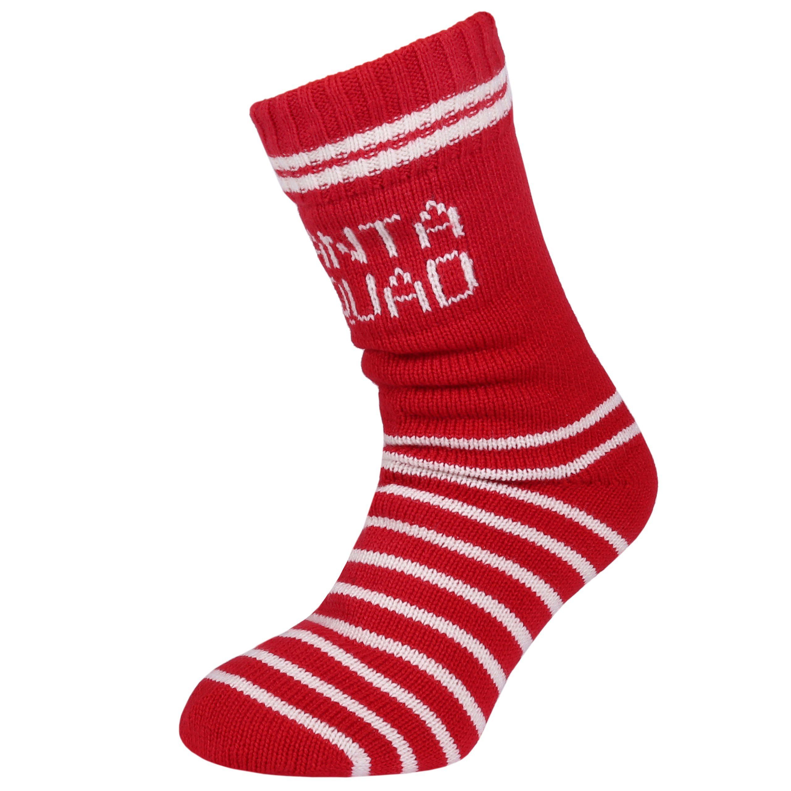 Sarcia.eu Socken Dicke gefütterte rote Weihnachtssocken Santa Squad