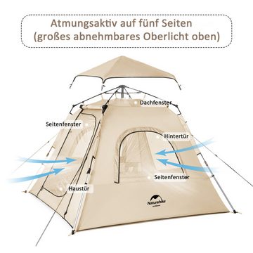 autolock Kuppelzelt Campingzelt Ultraleicht Wurfzelt 3 Personen Zelt Familienzelt UPF50+