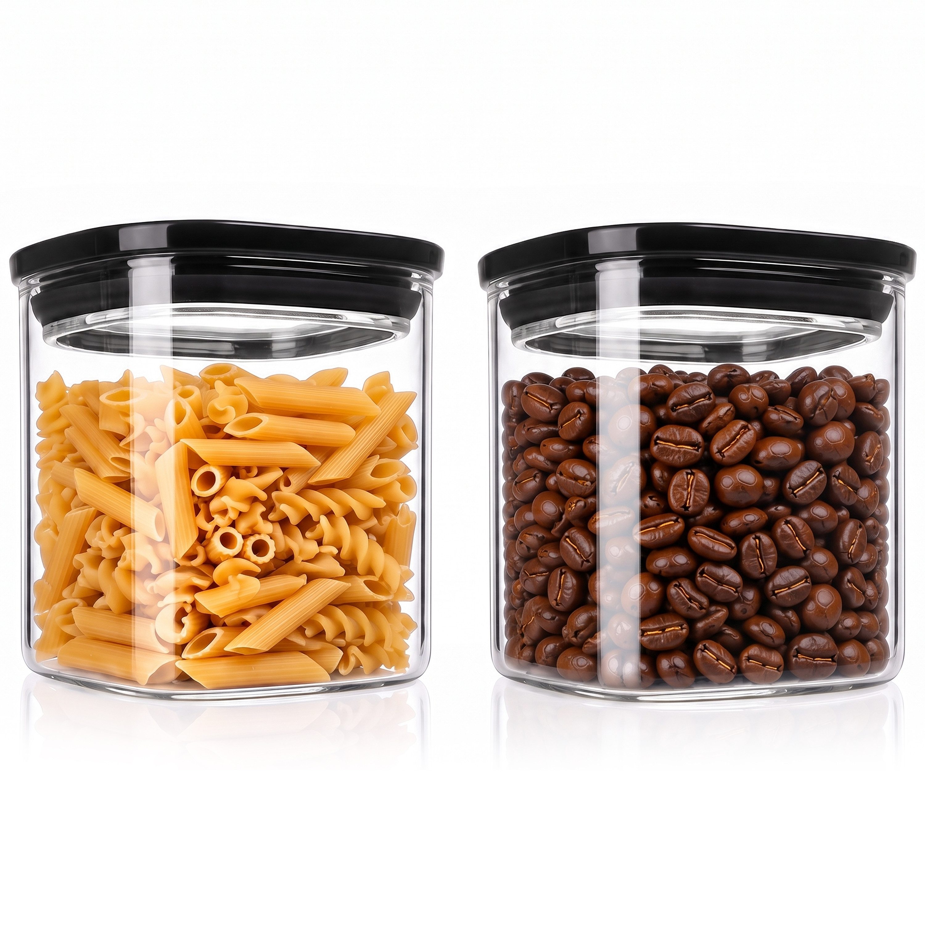 Arendo Vorratsglas eckig mit Glasdeckel und Silikondichtung, luftdicht, Glasbehälter, Borosilikatglas, (Packung, 2-tlg., 2 x 800 ml), Glas gefrier-, mikrowellen- & spülmaschinenfest, -40 bis +400 °C von Arendo