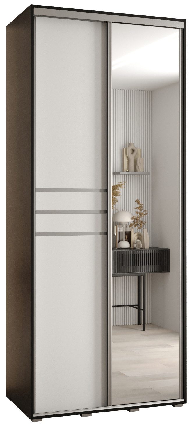 ABIKS MÖBEL Schwebetürenschrank Davos 11 Schlafzimmerschrank mit Spiegel, Kleiderstange und Regalen