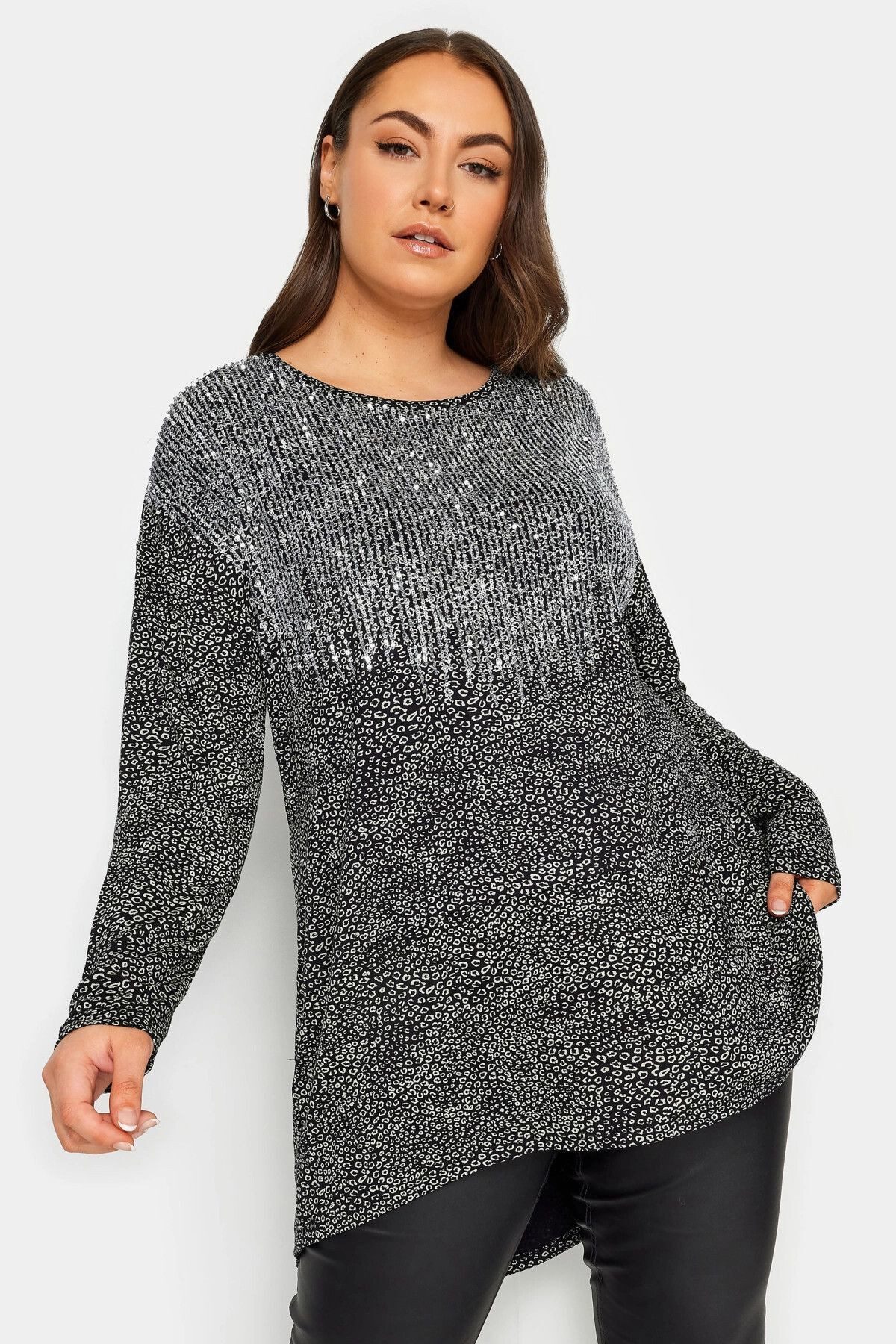 Stil Diva Blusentop Bluse in Übergröße mit Rundhalsausschnitt, langen Ärmel günstig online kaufen