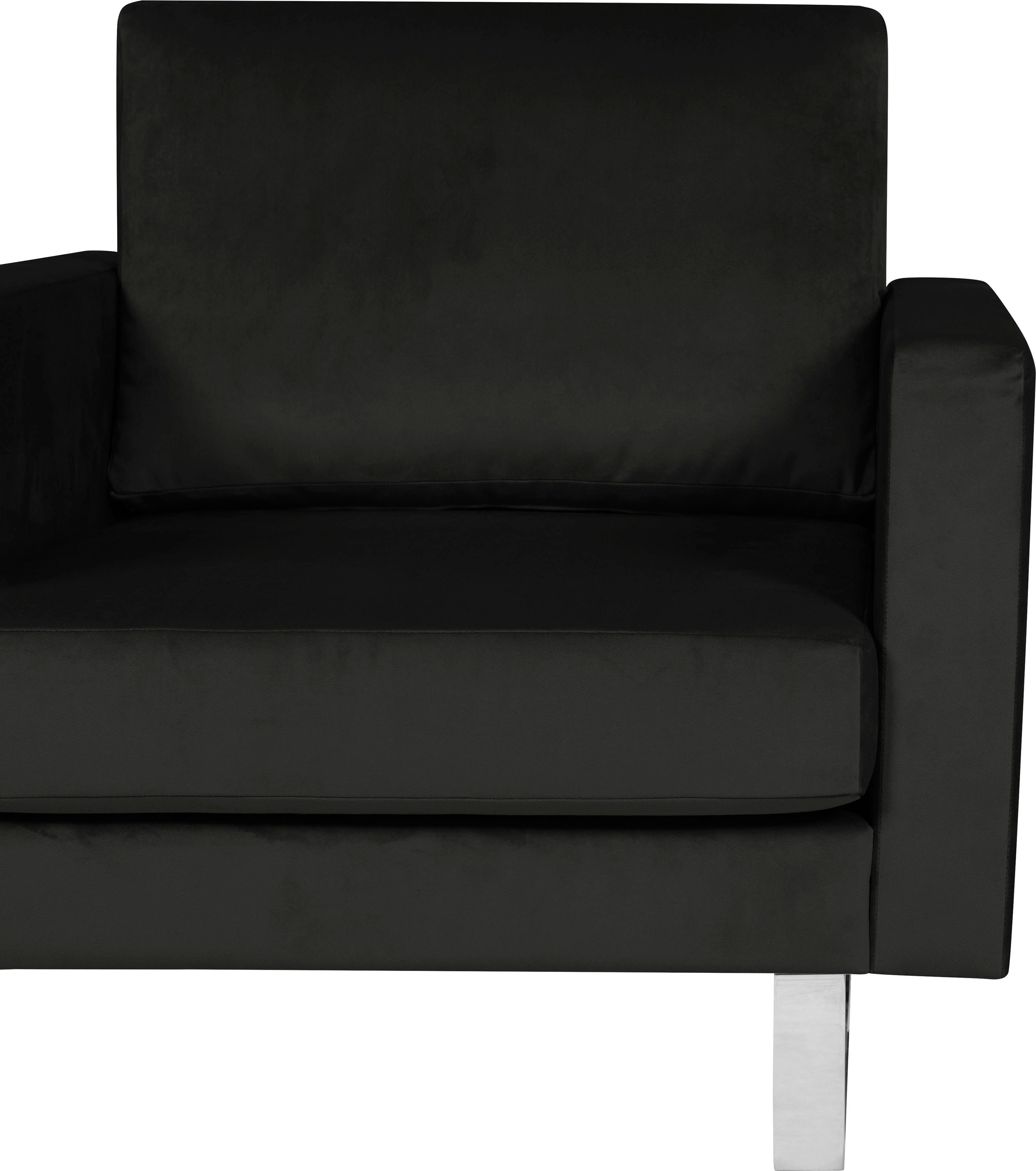 Alte Gerberei Sessel mit Velina, black Metallkufen
