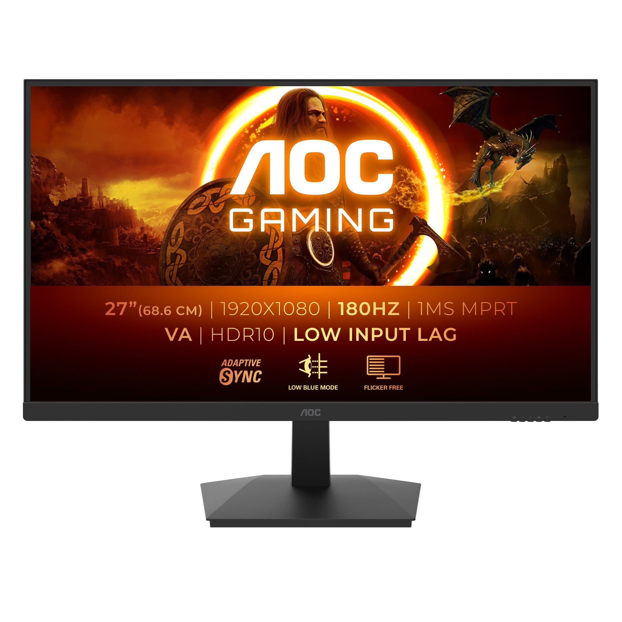 AOC 27G15N2 Gaming-Monitor (68,6 cm/27 ", 1920 x 1080 px, Full HD, 1 ms Reaktionszeit, 180 Hz, VA LED)