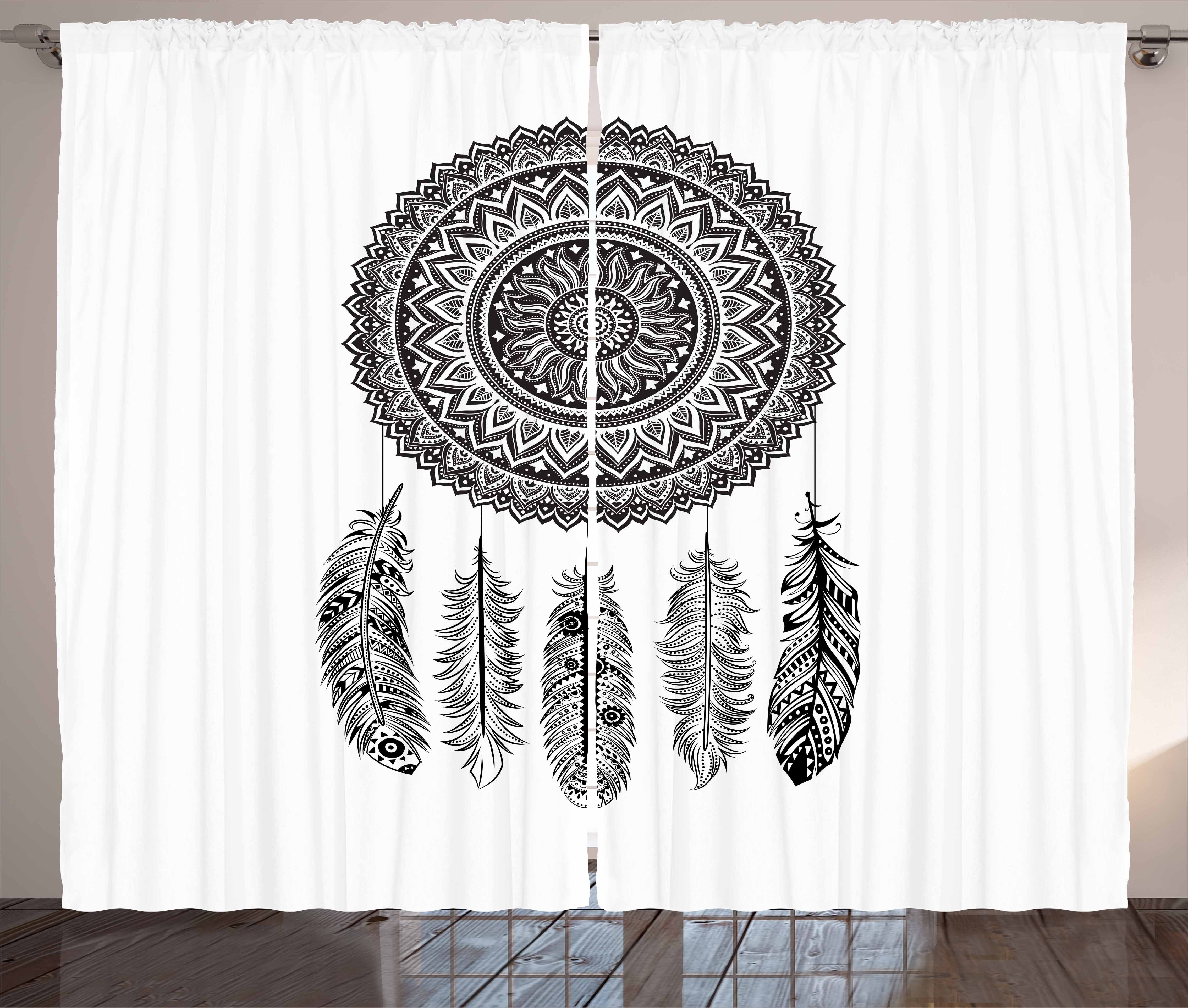 Gardine Schlafzimmer Kräuselband Vorhang mit Schlaufen und Haken, Abakuhaus, Feder Aztec Dream Catcher