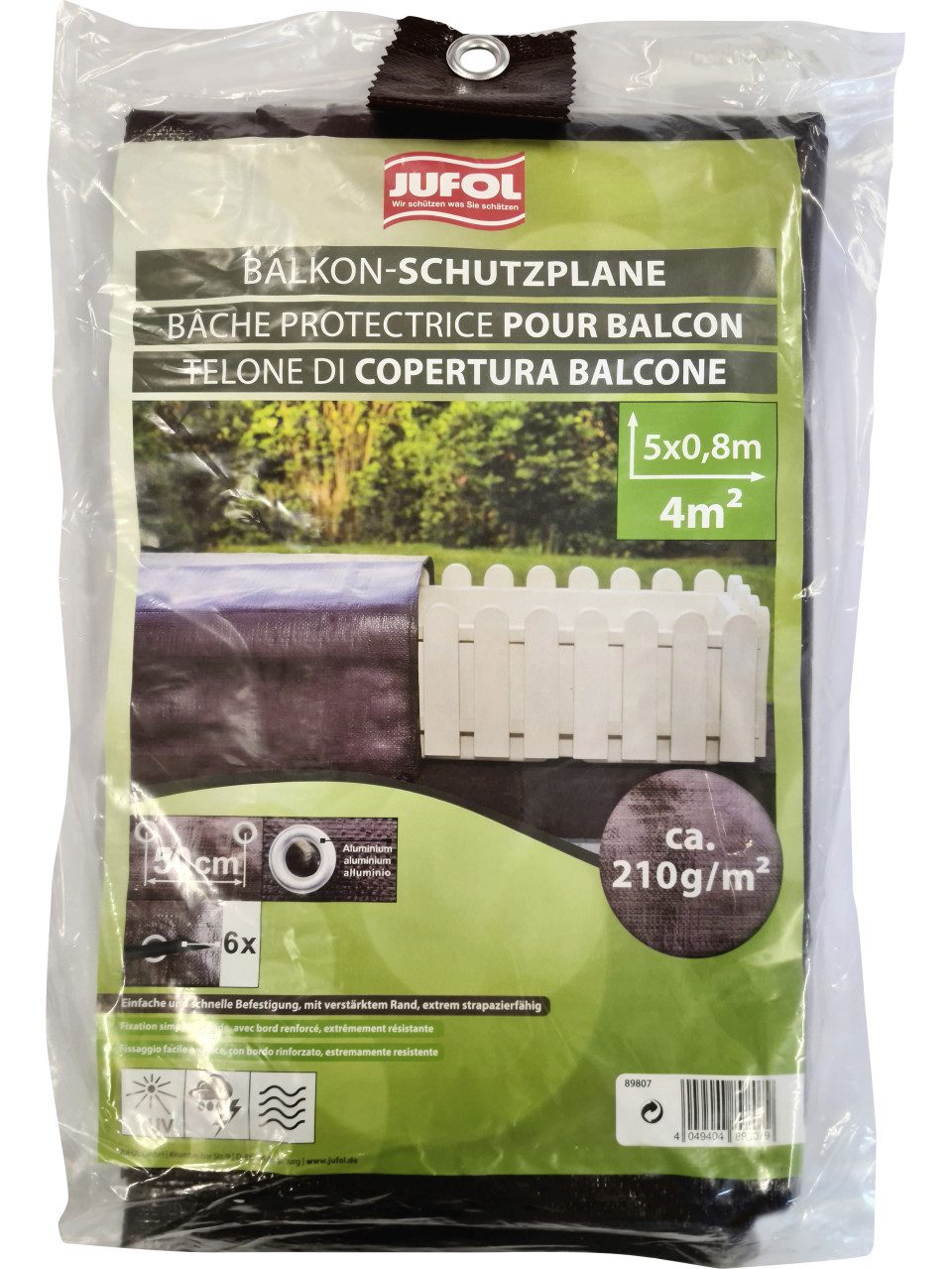 Jufol Gartenmöbel-Schutzhülle Jufol Abdeckplane 0,8 x 5 m = 4 m² - 210 g/m²