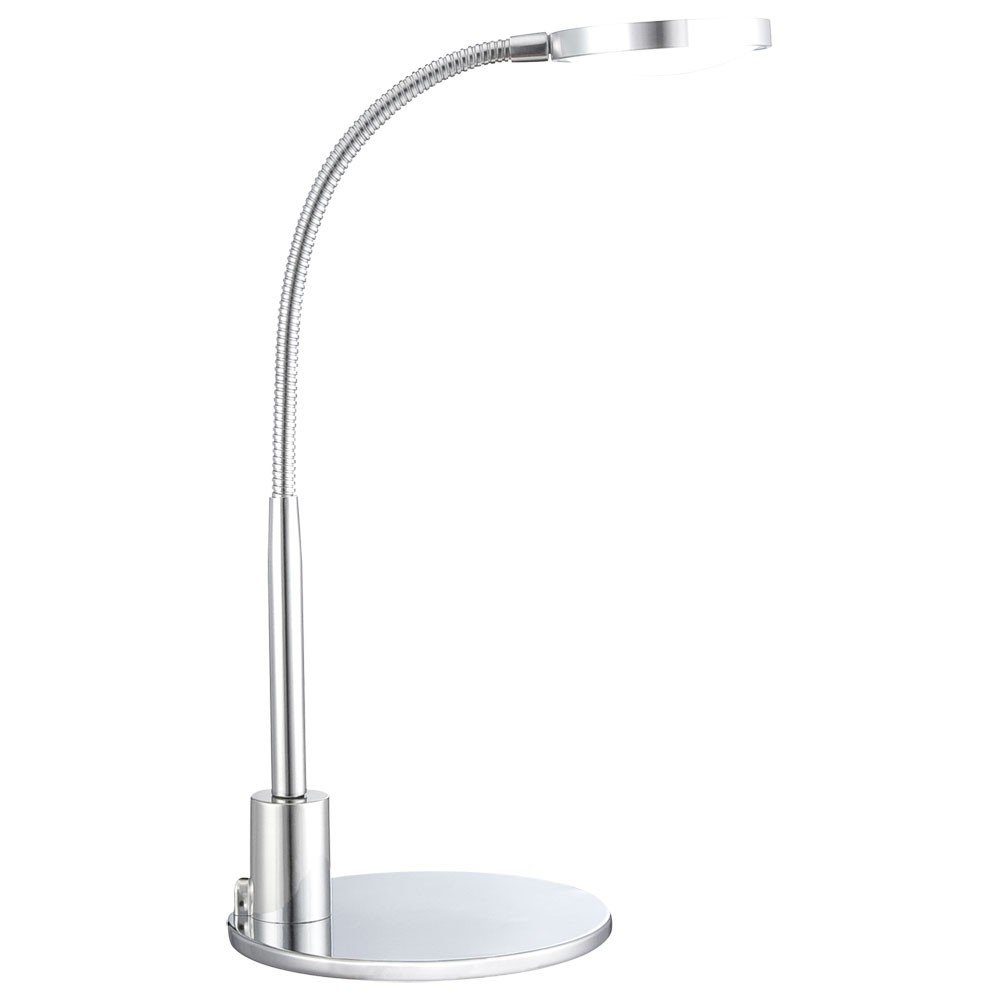 GLOBO LIGHTING LED Tischleuchte, LED-Leuchtmittel fest verbaut, Warmweiß, LED Schreib Tisch Lampe Leuchte Metall Aluminium Chrom Spot Beweglich