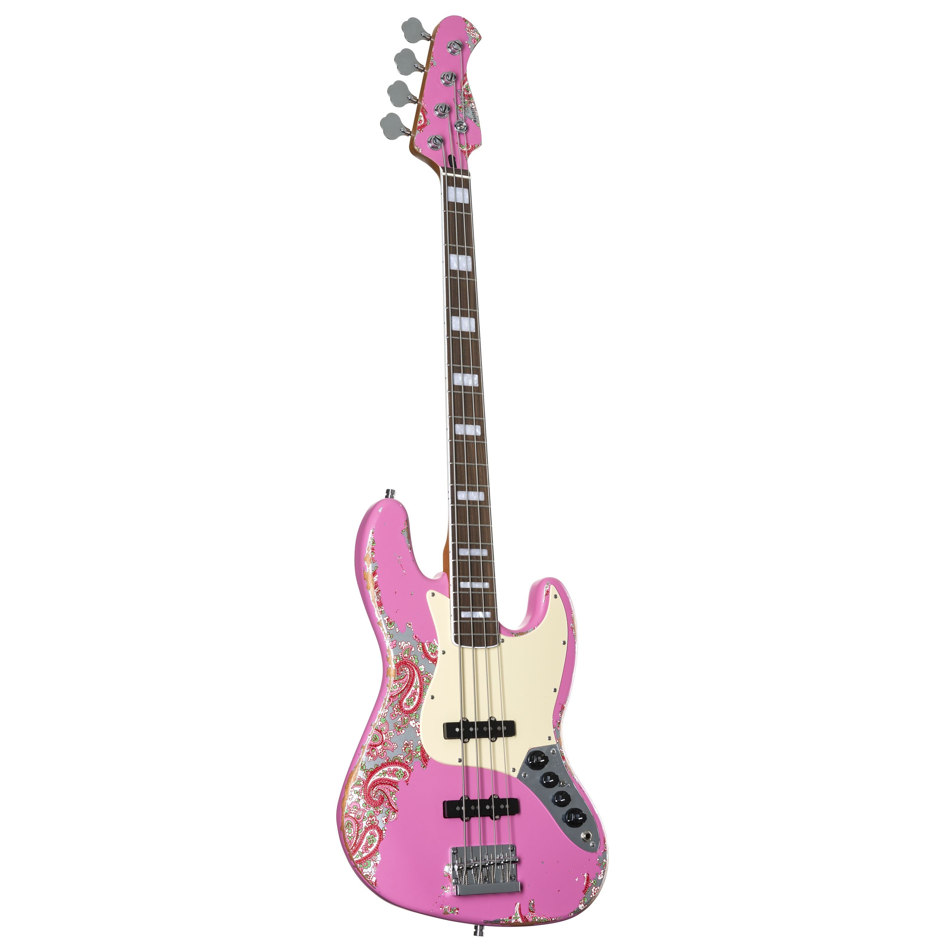 FAME E-Bass, E-Bässe, 4-Saiter E-Bässe, Custom JB 4 Worn Shell Pink over Pink Paisley - E-Bass