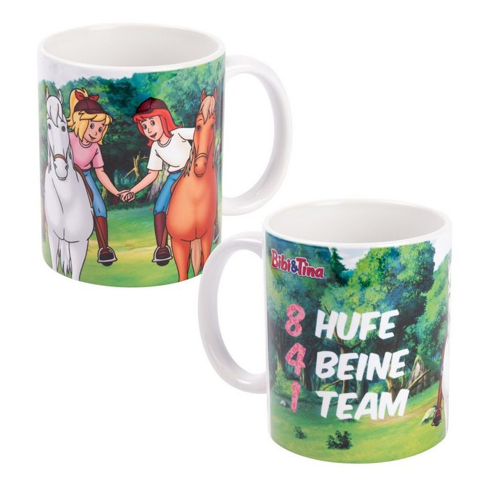 United Labels® Tasse Bibi & Tina Tasse - 8 Hufe 4 Beine 1 Team Kaffeetasse Becher Kaffeebecher aus Keramik 320 ml Keramik
