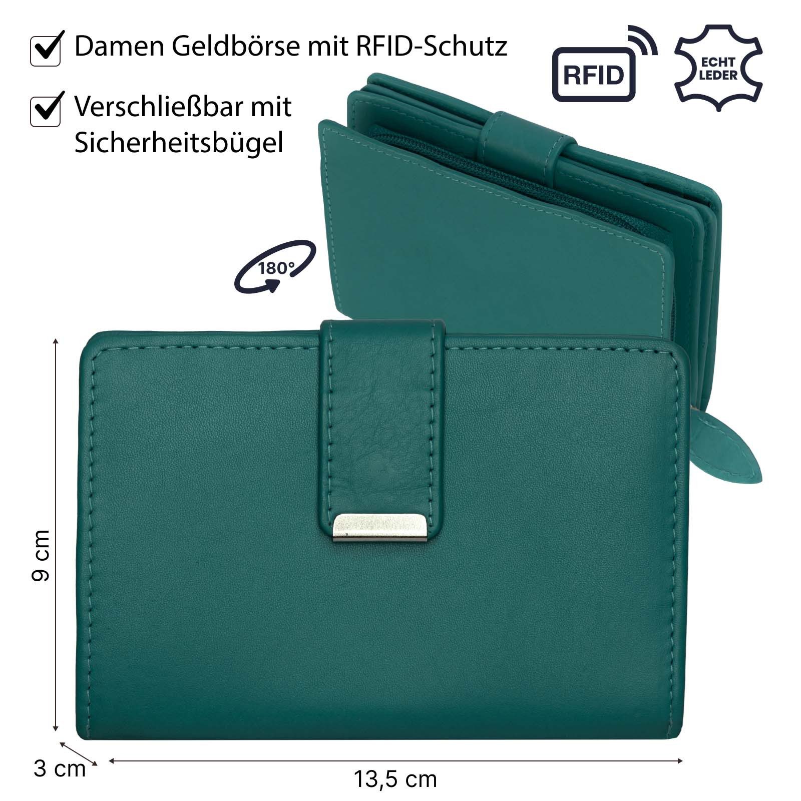 Money Maker Geldbörse RFID Damen Geldbörse Portemonnaie Geldbeutel Damenbörse Leder, Damen Geldbörse klappbar mit Drückknopf Portemonnaie Geldbeutel