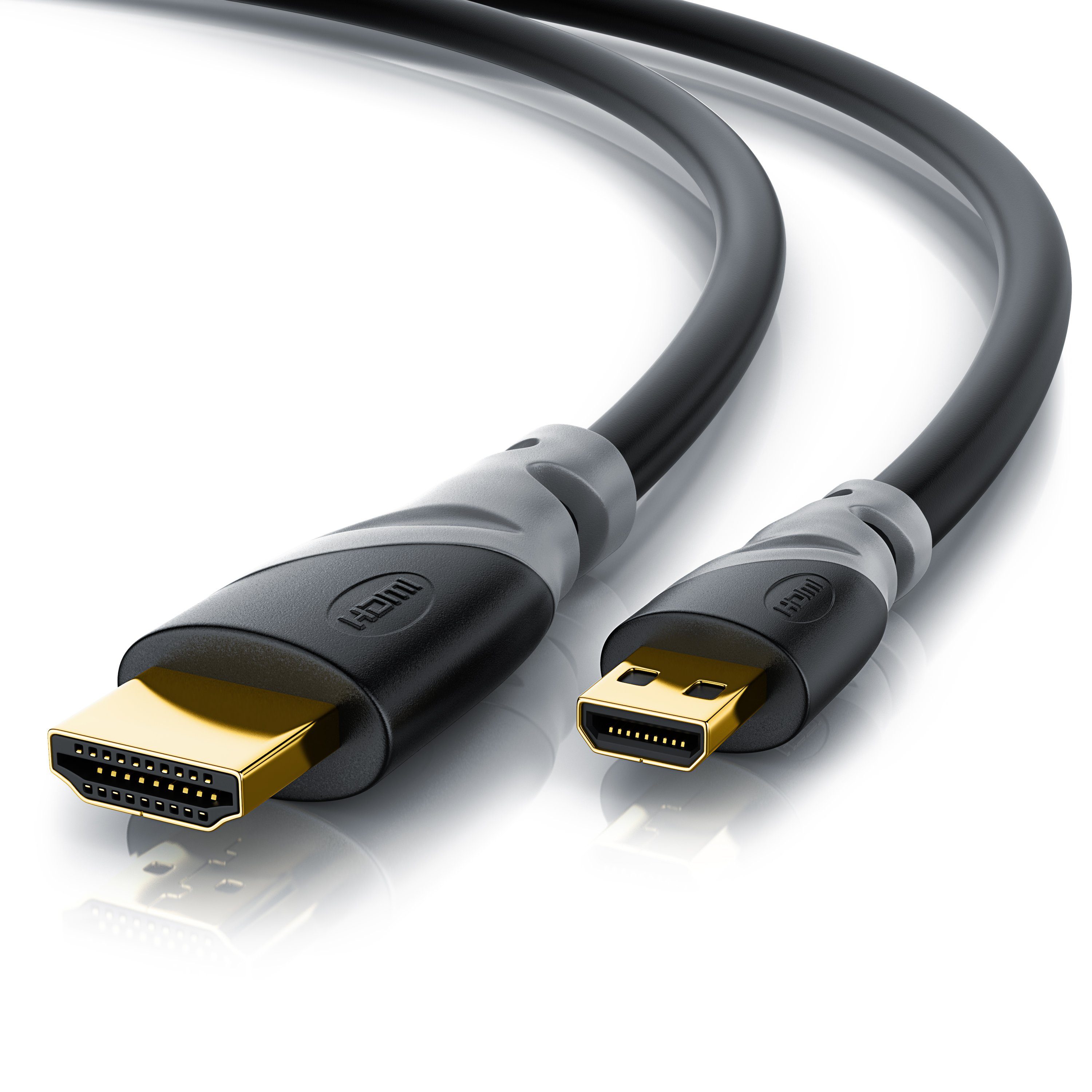 CSL HDMI-Kabel, 2.0, HDMI Typ D (Micro), HDMI Typ A (100 cm), 4K mit Ethernet, Ultra HD Auflösung 2160p (3840 × 2160 Pixel) - 1m