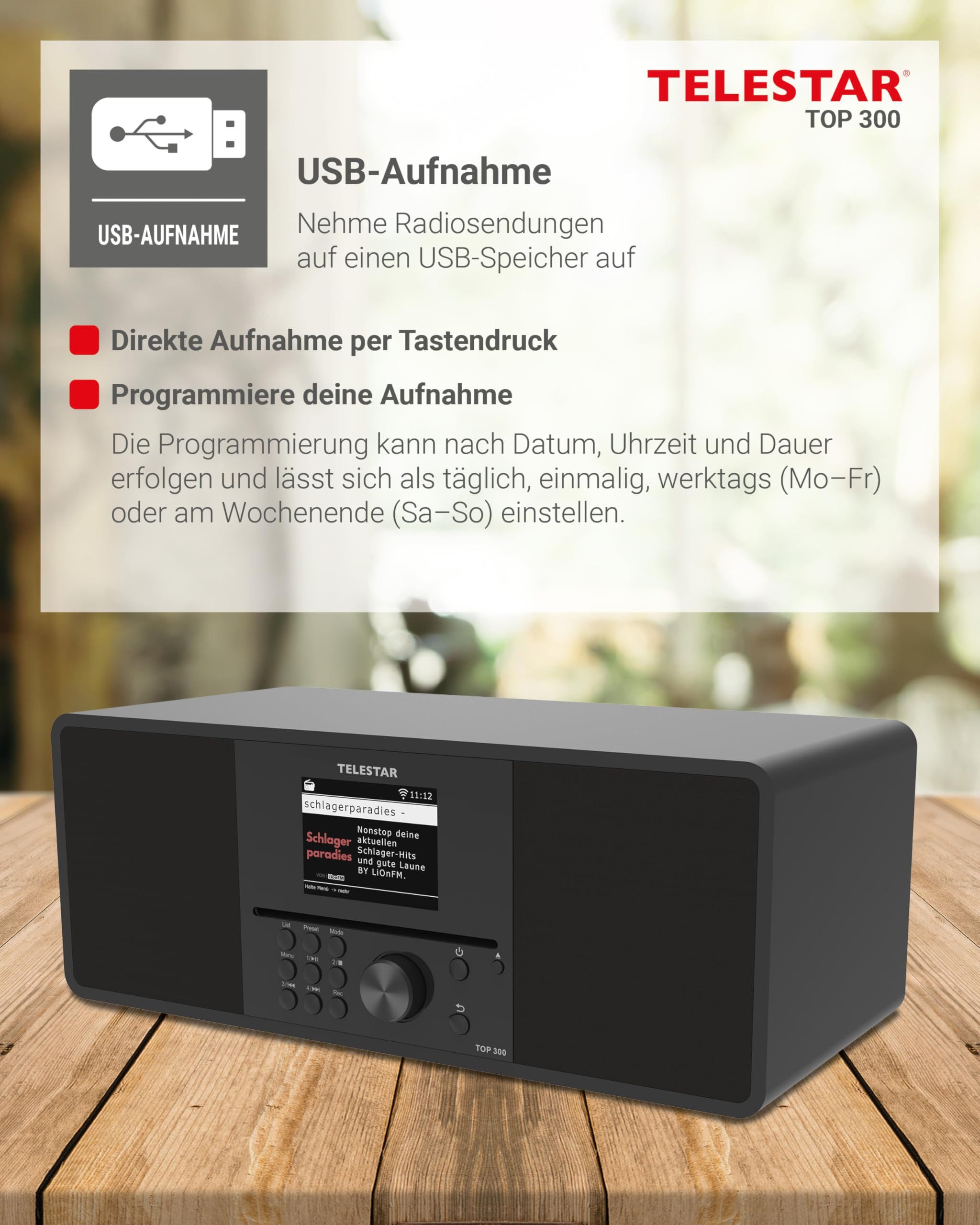 TELESTAR TOP 300 Radio (DAB+ Digitalradio in Schwarz, TOP 300)
