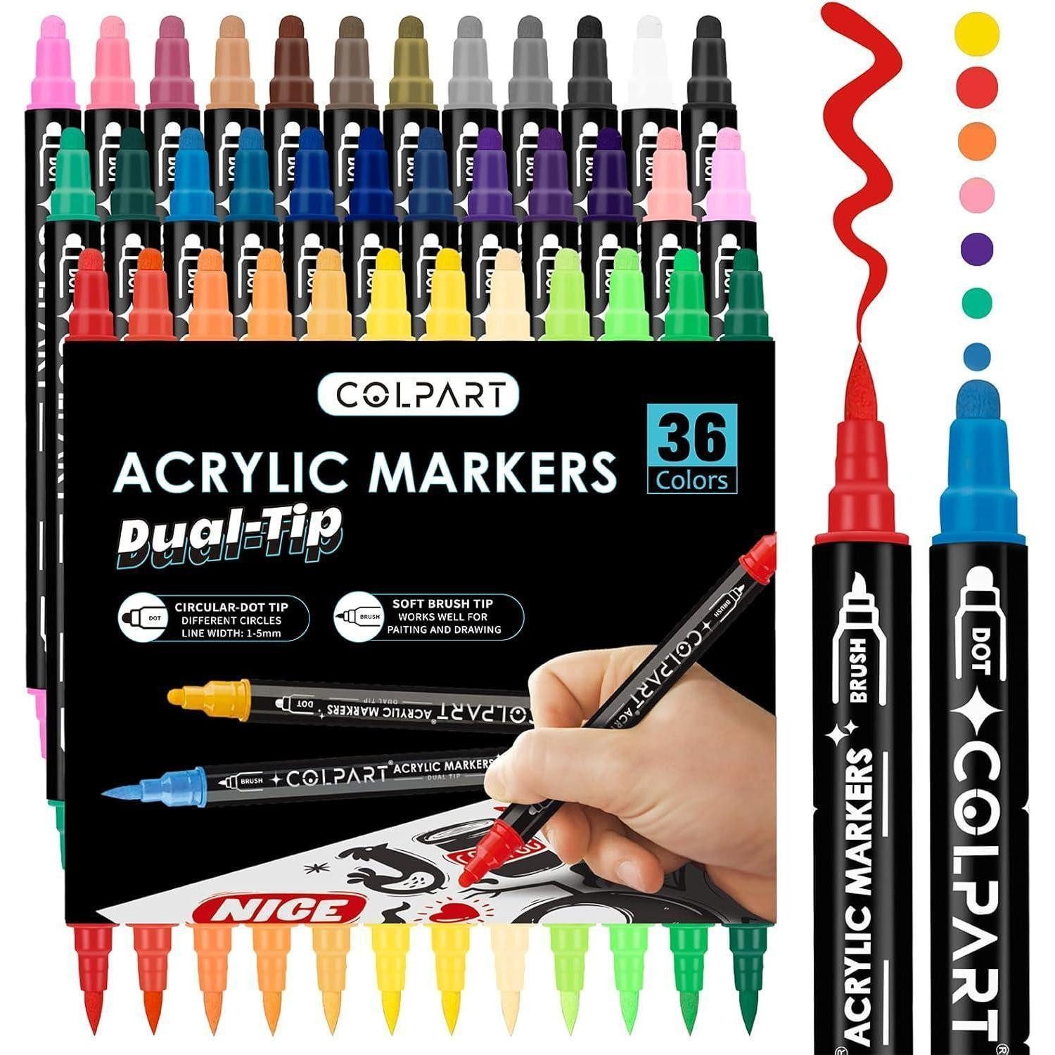 colpart Lackmarker Acrylfarben stifte Acrylstifte 36PCS für Steine Wasserfest Acrylic