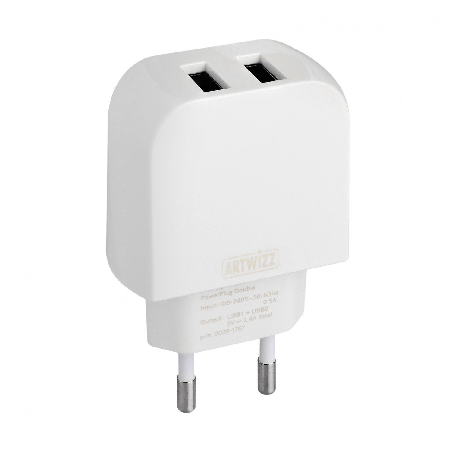 Artwizz PowerPlug Double for Smartphones, Smartwatches and Tablets, white Smartphone-Ladegerät