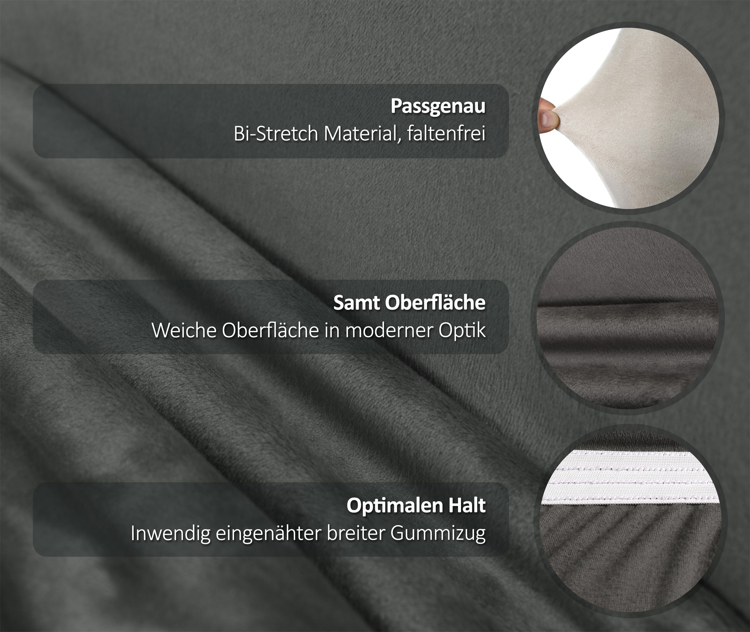 Beautex Stuhlhusse Samt Stretch für Stühle & Schwingstühle 6er Set LEA – Bild 2 von 5