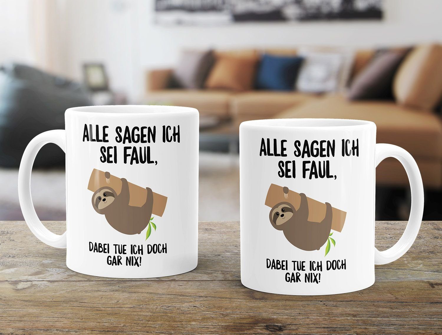MoonWorks Tasse Kaffee-Tasse mit Faultier Alle sagen ich sei faul, dabei tue ich doch, Keramik