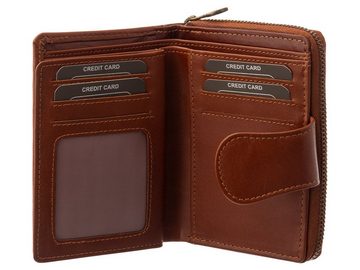 JS Mini Geldbörse JS Riegel-Börse RFID C32200 wallet Geldbörse braun