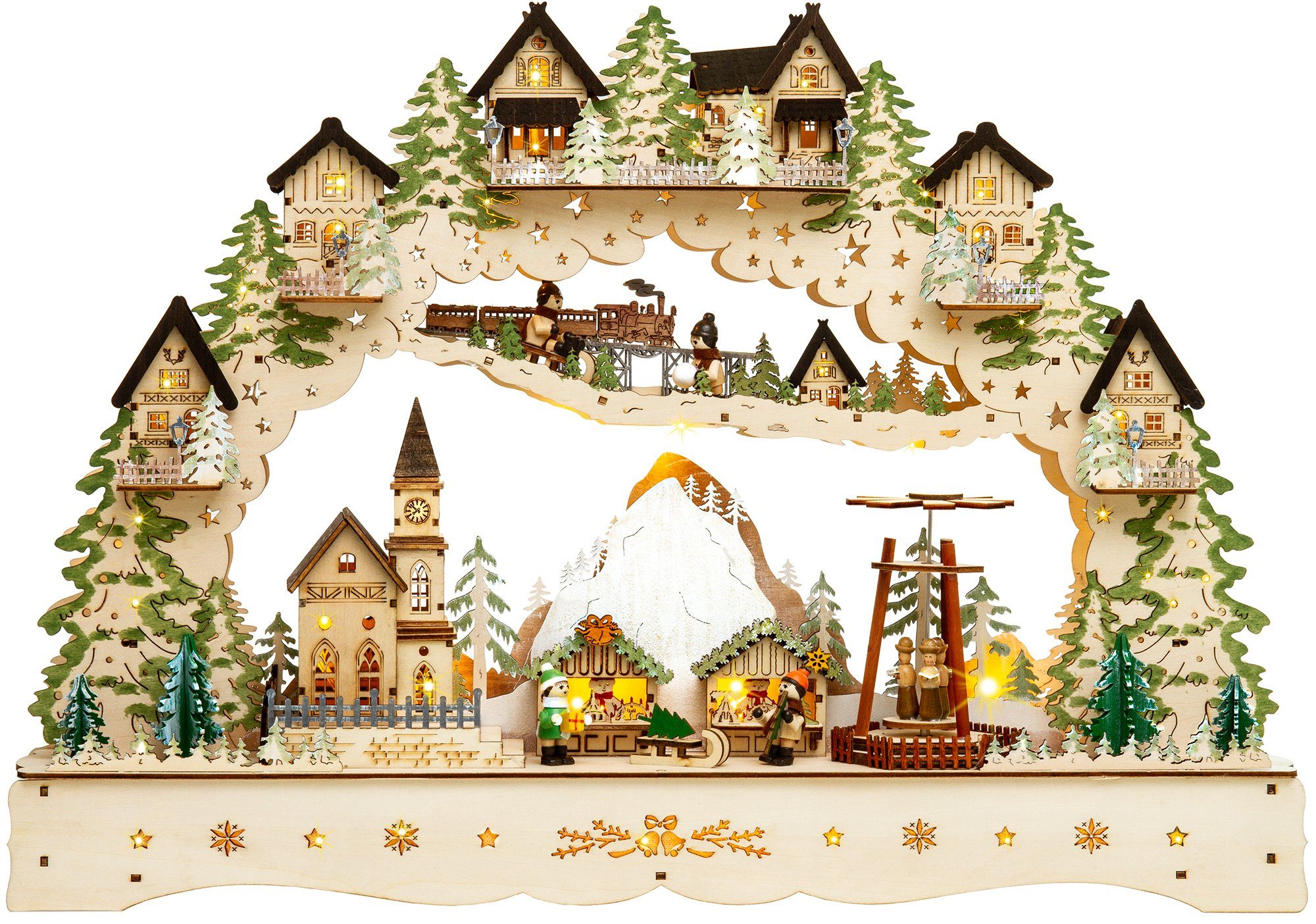 SIKORA Schwibbogen LB46 Bergweihnacht XL mit LED Beleuchtung und drehender Pyramide