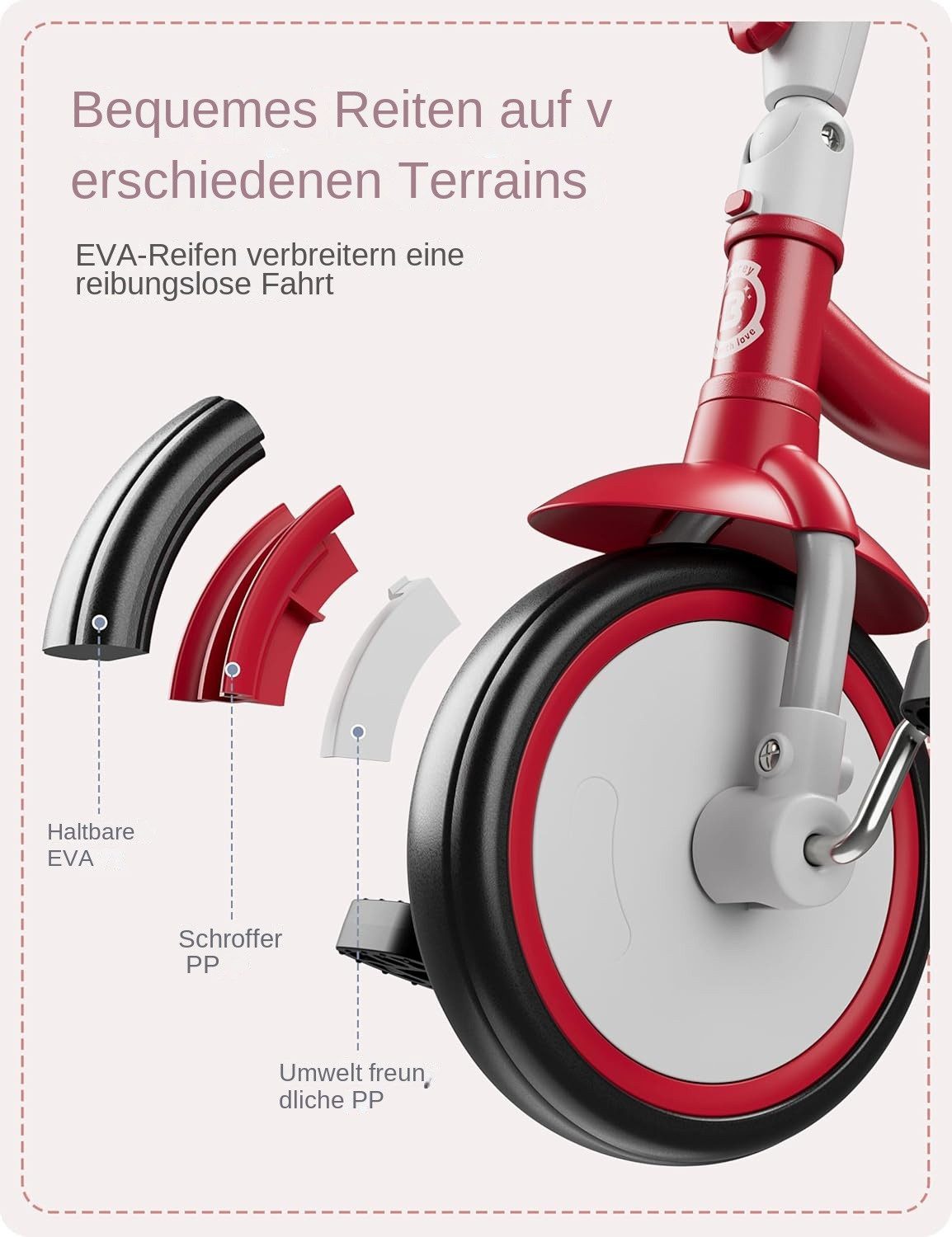 besrey Dreirad Dreirad Kinderdreirad Kinderfahrrad mit Spielkorb, Klingel, Mit Fahrradklingel und Korb, Kippfreies Design,Fahr- und Klappmodus