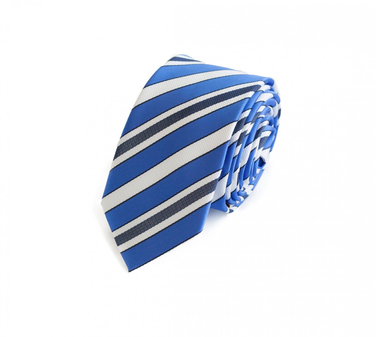 Blau/Weiß/Dunkelblau in Krawatten Weiße Herren Krawatte Schmal Gestreift) Fabio Blau (ohne Box, Breite Schlips - Gestreifte (6cm), Farini 6cm