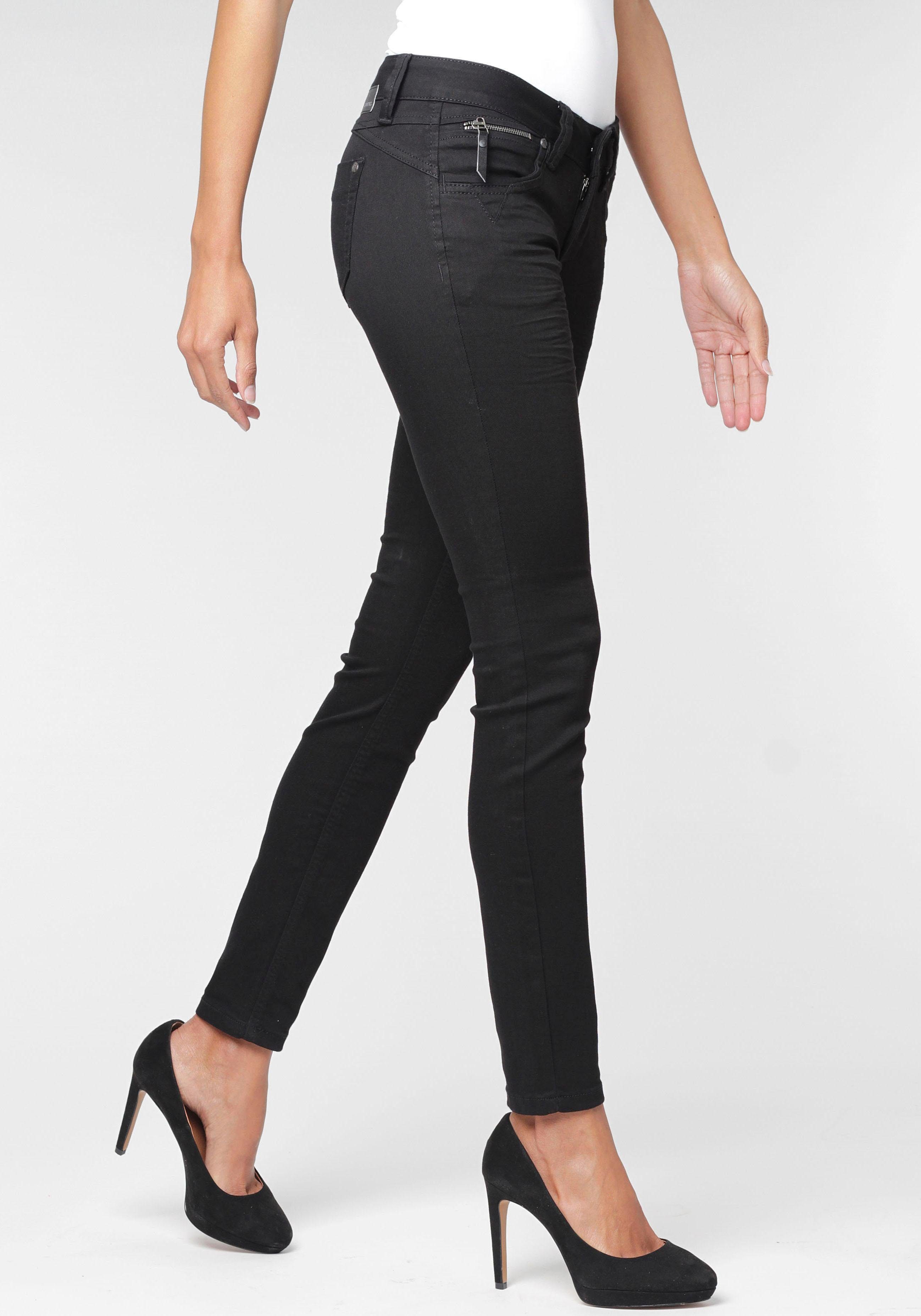 an 94Nikita GANG Skinny-fit-Jeans mit Zipper-Detail Coinpocket der schwarz
