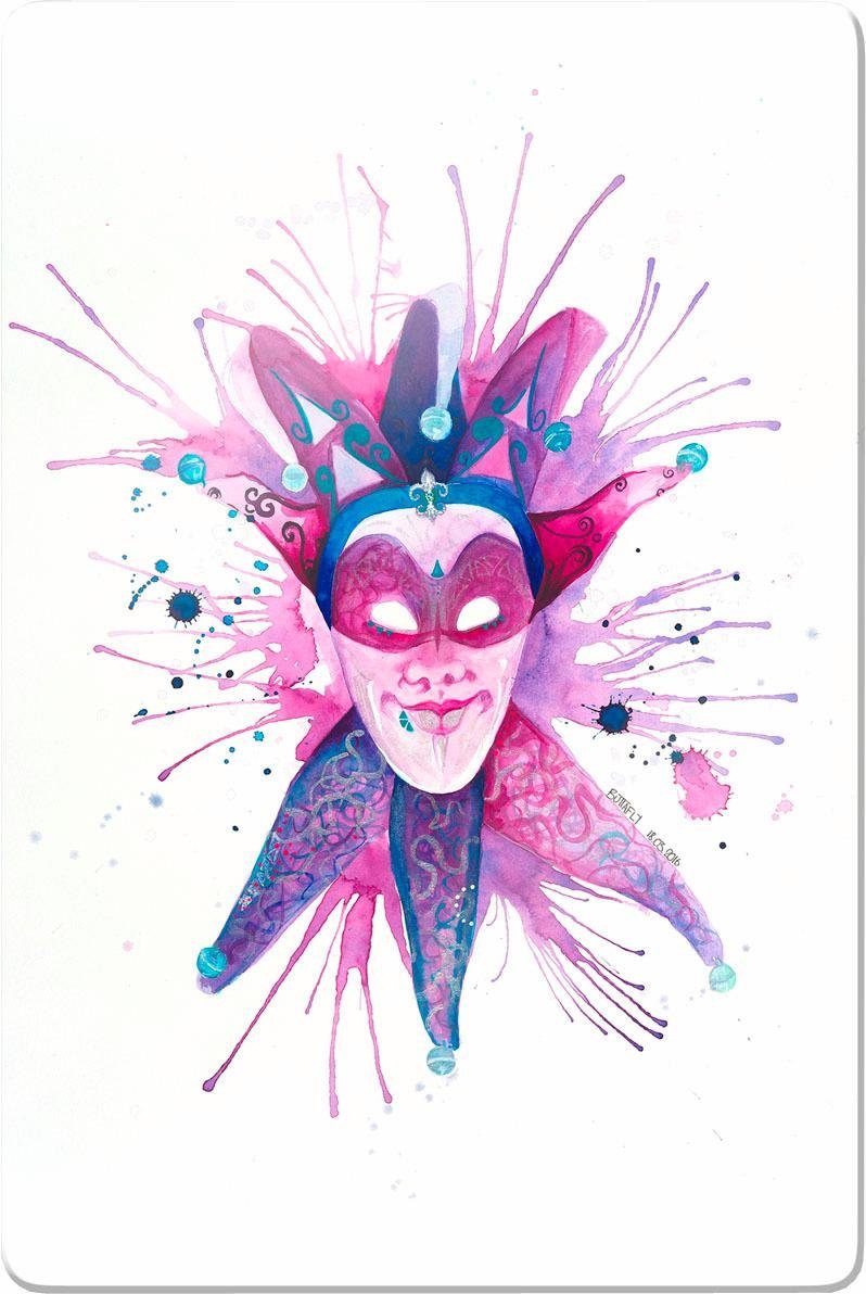 Glasbild Mardi Buttafly Wall-Art 40/60 Mask, Gras cm -