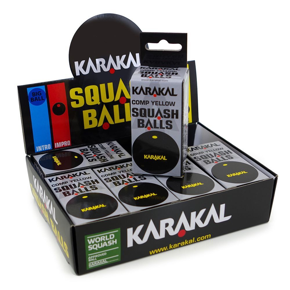 Squashball (1 gelber Punkt, langsam) schwarz - 2 Stück