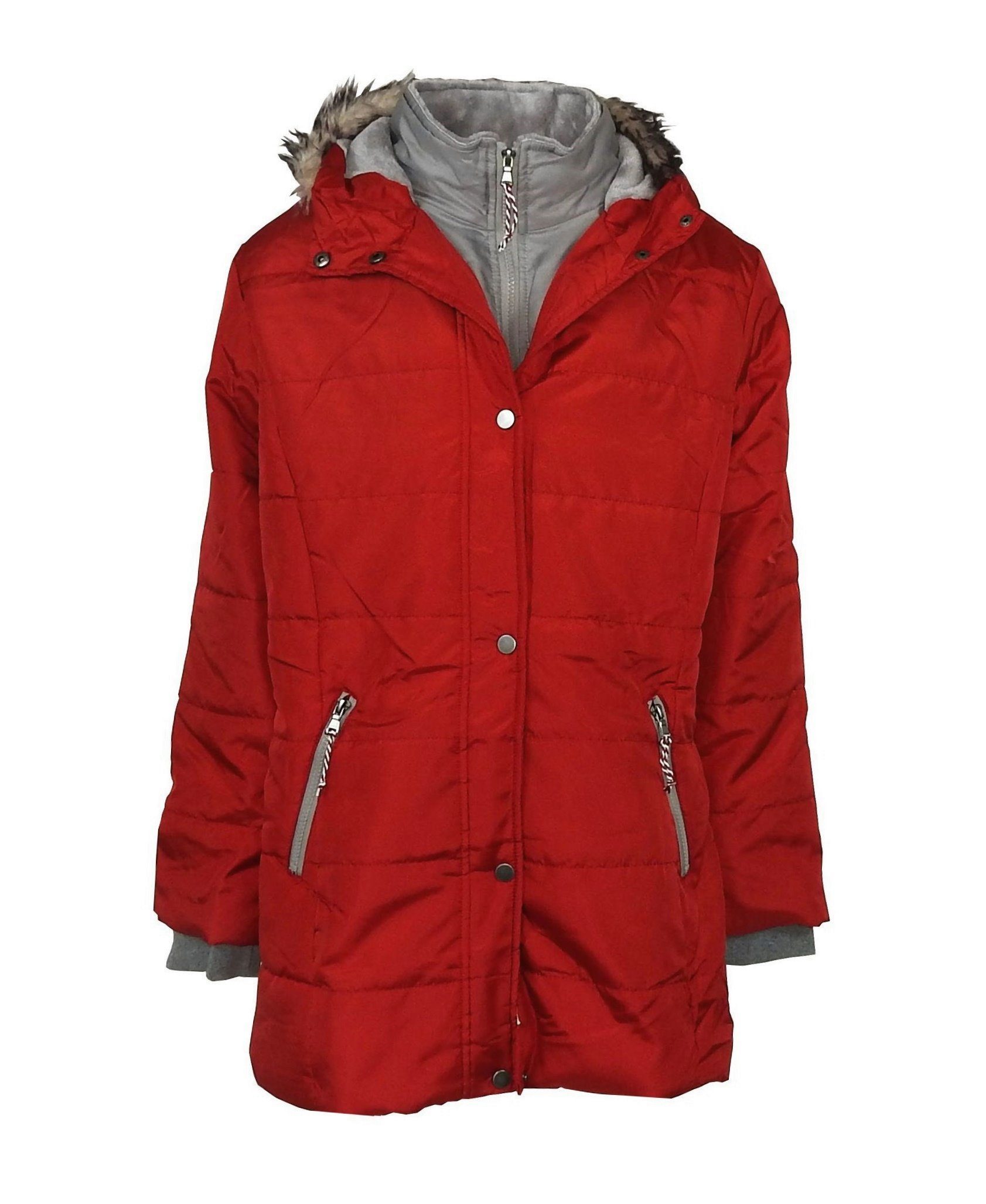 Damen Jacken dynamic24 Parka Steppjacke Mantel Übergangsjacke Herbstjacke Frühling Outdoor Jacke rot