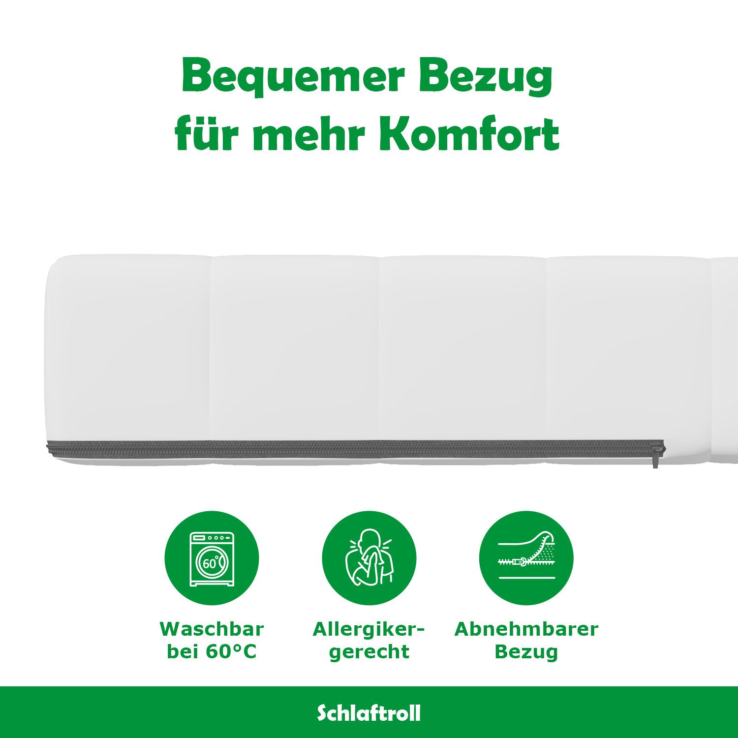 Kaltschaummatratze mit ergonomischem Härtegrade H3, Made in Germany, Schlaftroll, verfügbar in 140x200 cm, 90x200 cm, 180x200 cm und weiteren Größen – Bild 2 von 5