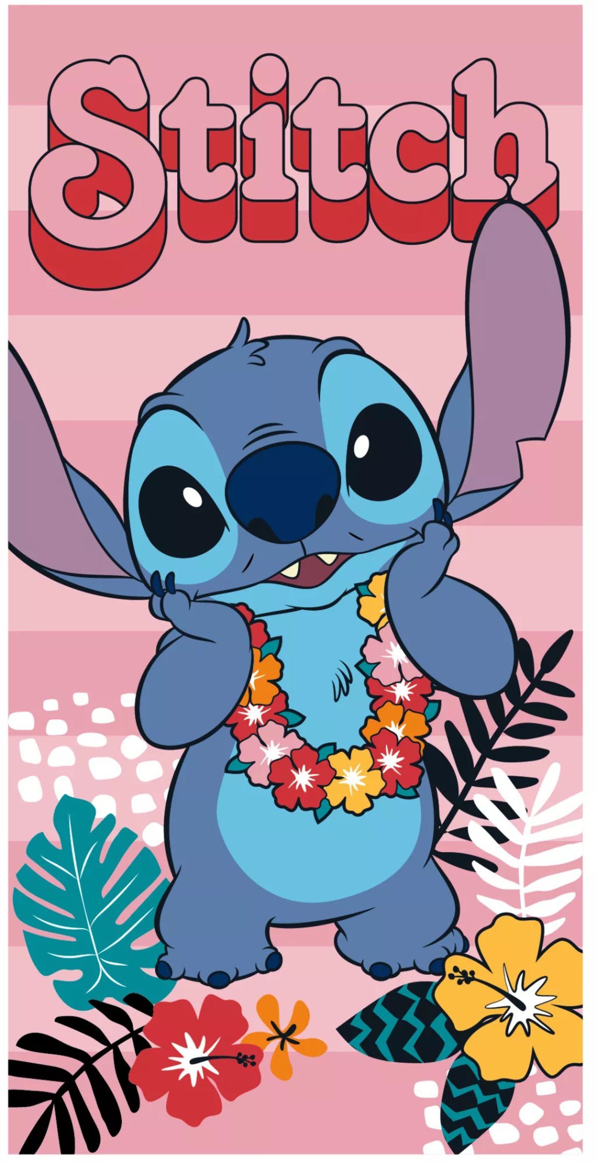Disney Badetücher Disney Stitch OHANA Means Family Badetuch, Strandtuch 70x140 cm (Fast, Polyester (1-St)