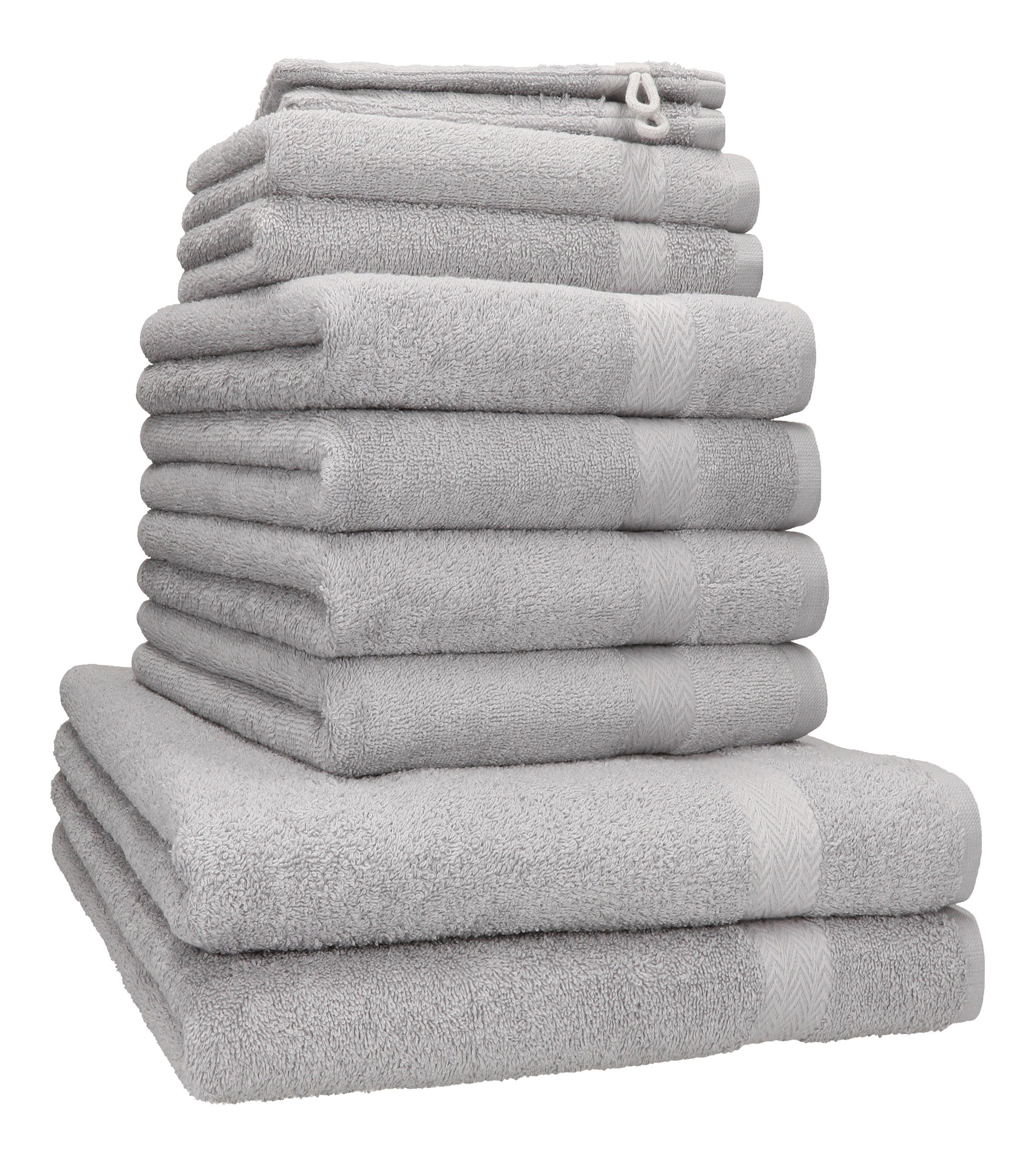 100% Baumwolle, Handtuch Baumwolle, Set Betz (10-tlg) PREMIUM 100% 10-tlg. silber Handtuch-Set