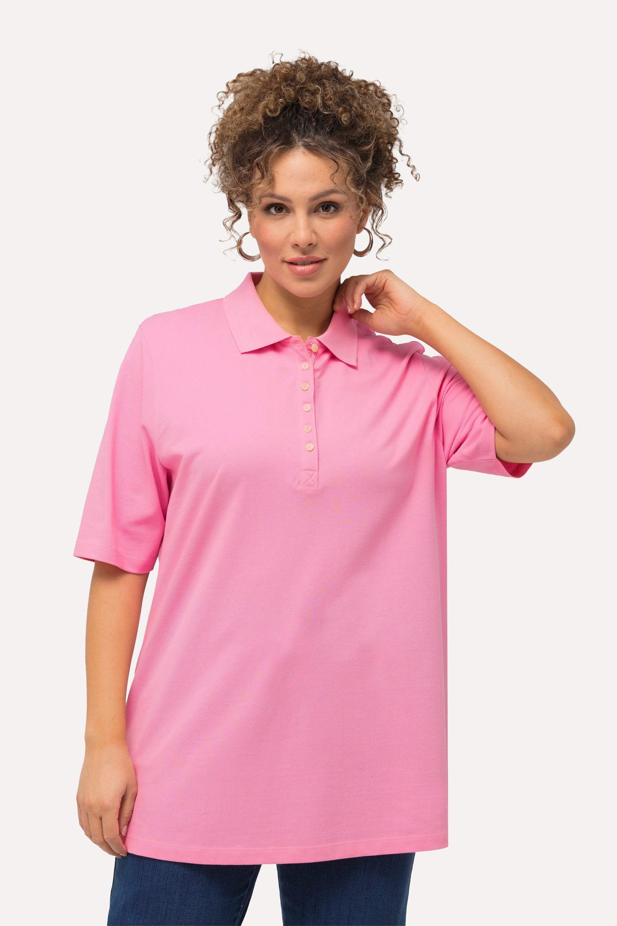 Ulla Popken T-Shirt Poloshirt Piqué Polokragen günstig online kaufen