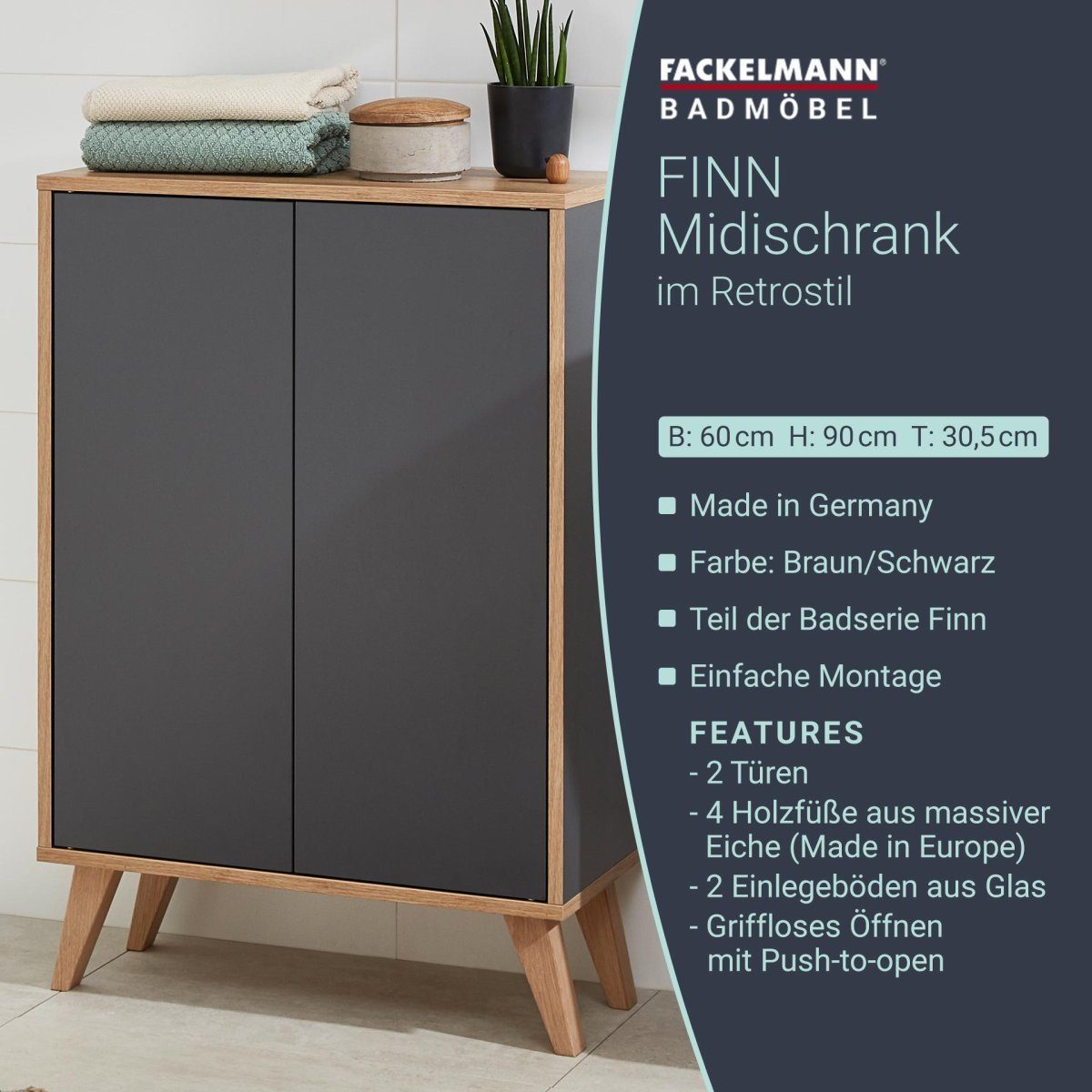 FACKELMANN Badmöbel-Set FINN Badmöbel Set 2 Teile