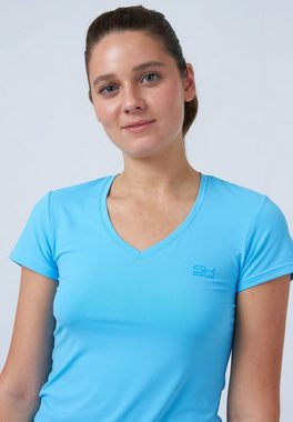SPORTKIND Funktionsshirt Tennis T-Shirt V-Ausschnitt Damen & Mädchen hellblau