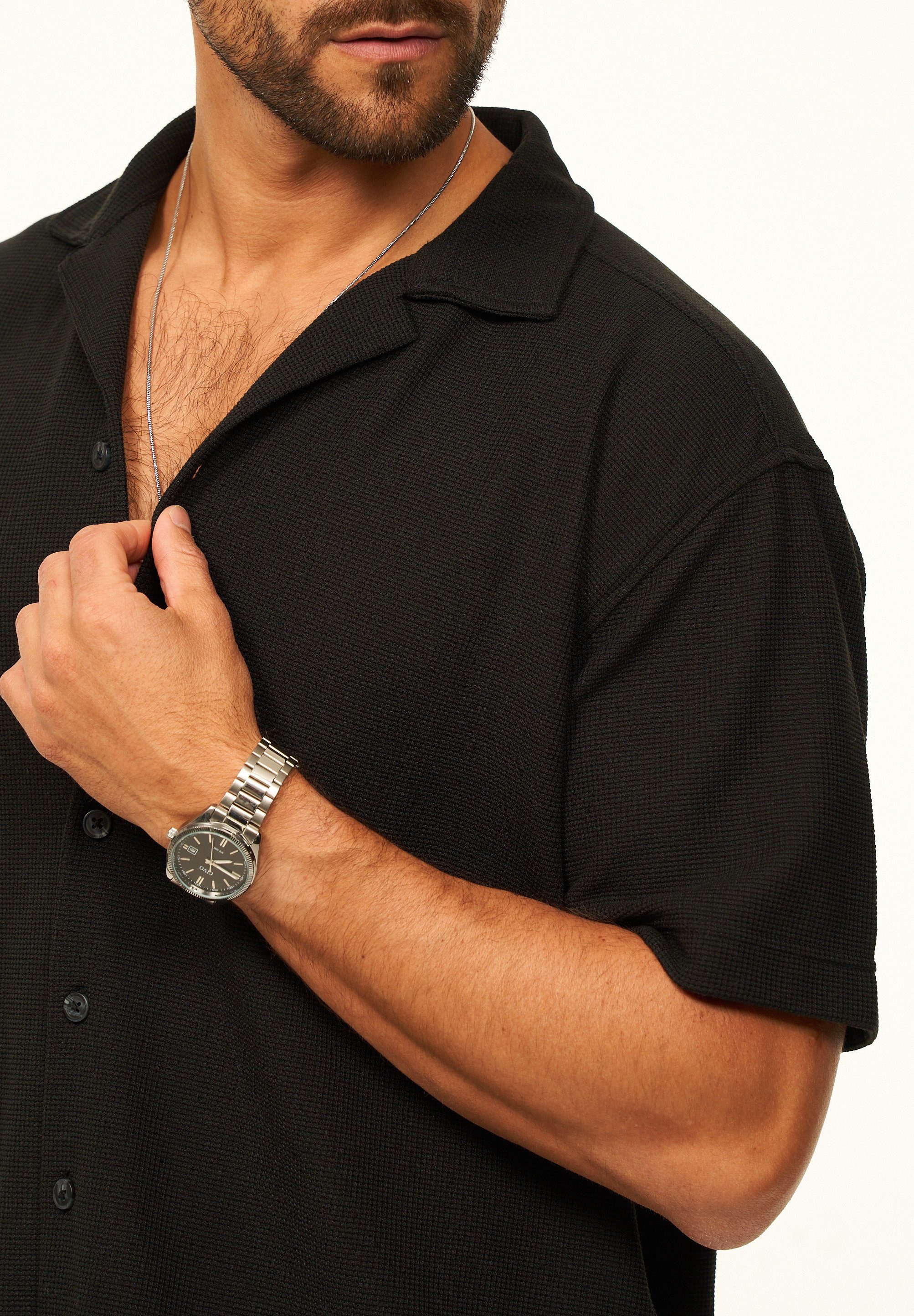 CARISMA Kurzarmhemd Poloshirt mit Struktur als lockeres Sommerhemd Polo T-Shirt Herren Herren Polohemd T-Shirt im Regular-Fit - Strandhemd – Bild 5 von 5