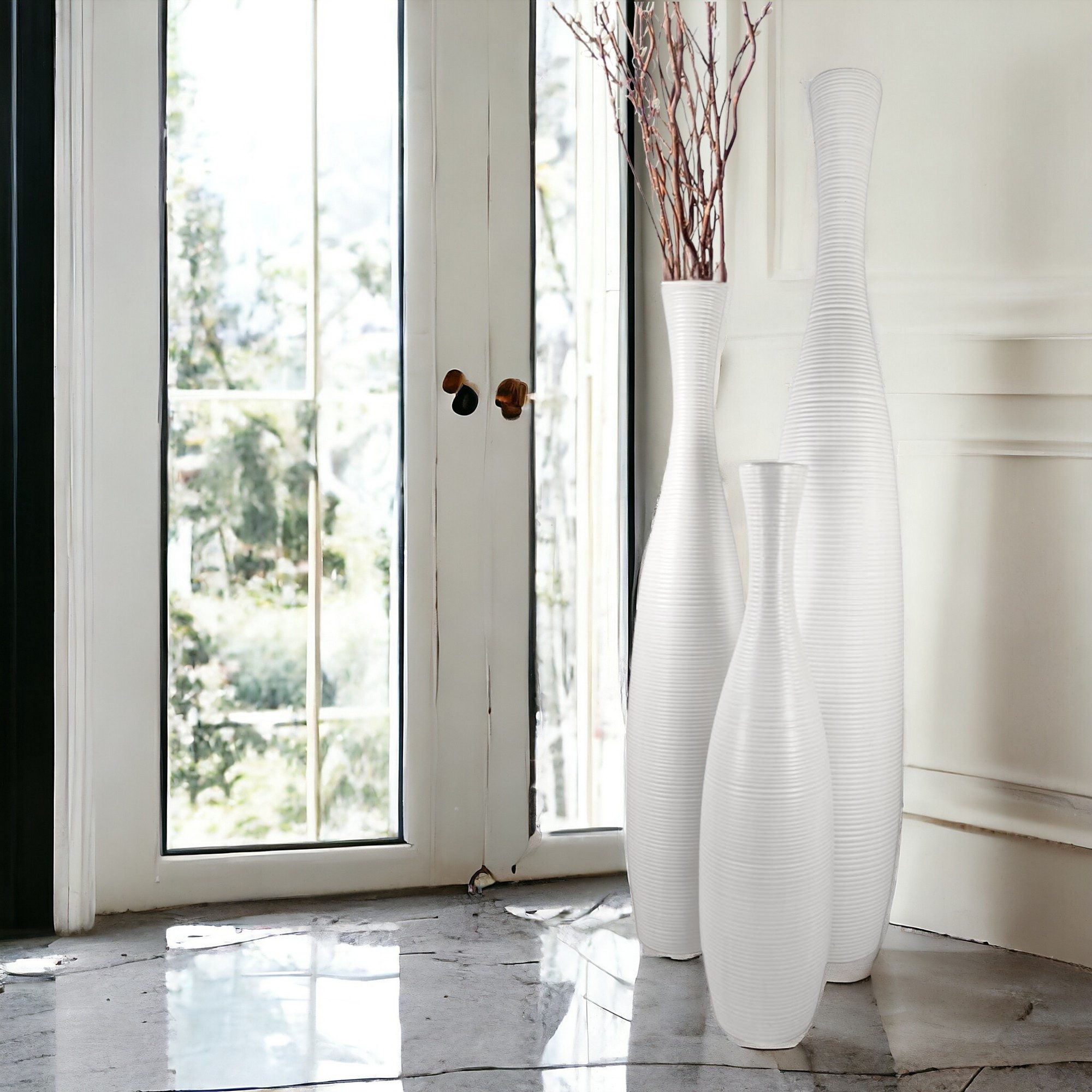 trends for living Bodenvase Edelste Deko-Bodenvase Hohe Keramikvase für Pampasgras & Dekozweige (1 Vase), Frostsicher,Hochtemperaturbeständig,Hält Wasser,Kratzfest,UV-beständig