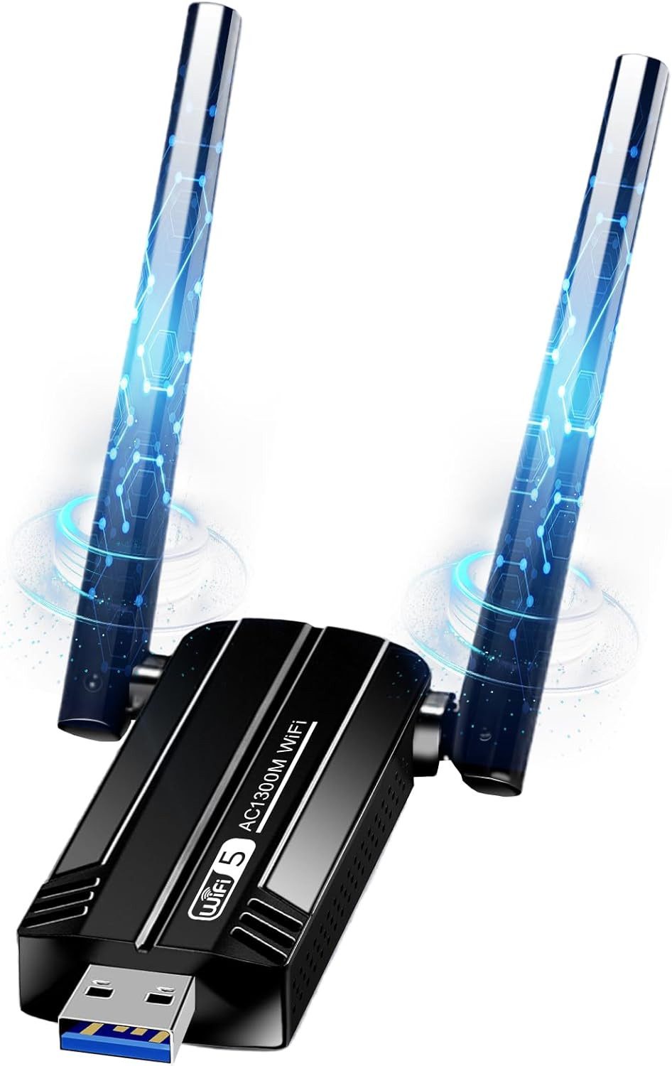 shuwosmart WLAN-Adapter, für PC 1300Mbps USB 3.0 Dual Band 2.4GHz/5.8GHz mit 2 x 5dBi Antenna