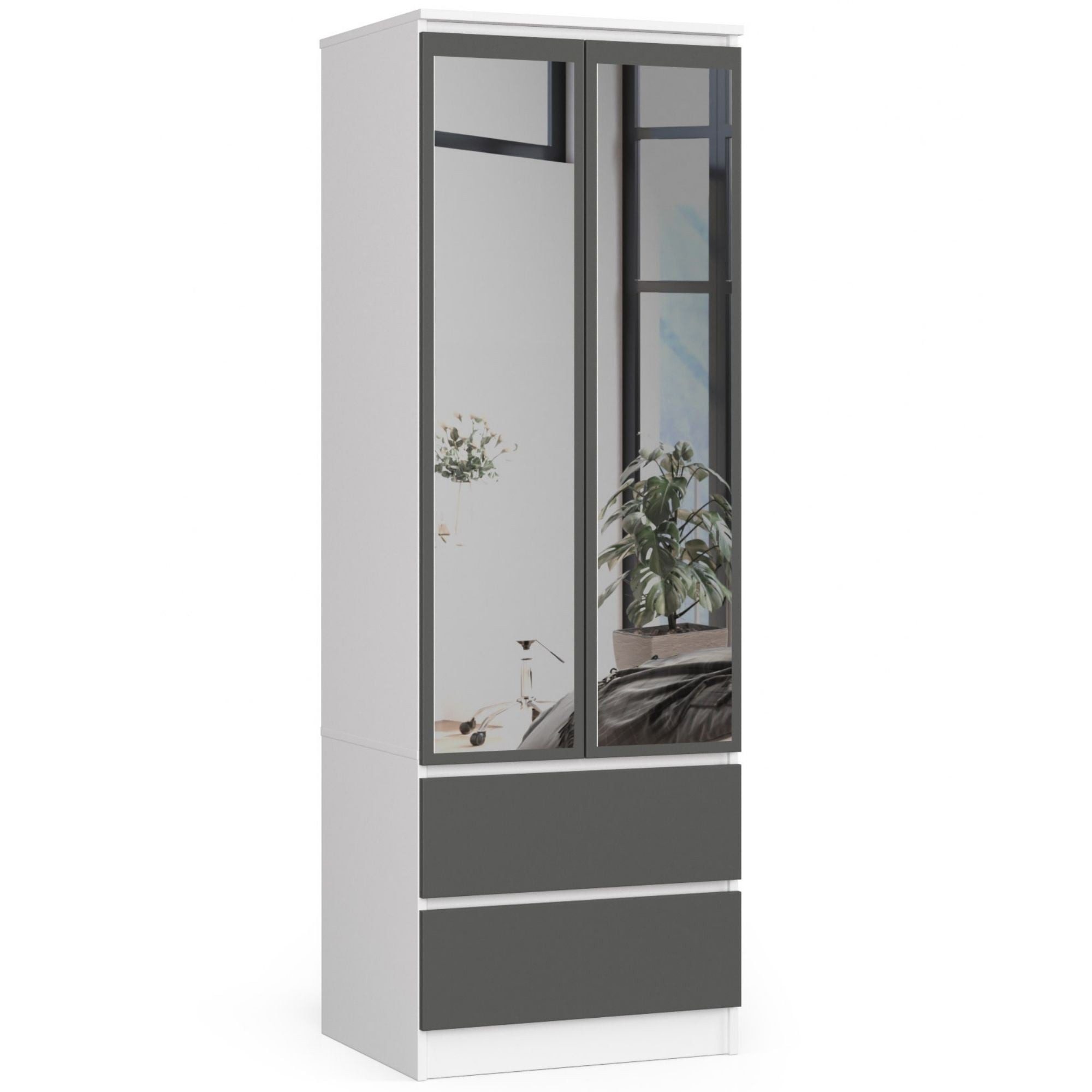 Raumhirsch Furniture Kleiderschrank - Optimaler Stauraum - Gästeschrank 60 cm Breite, kratzfeste Laminatplatte, Selbstmontage