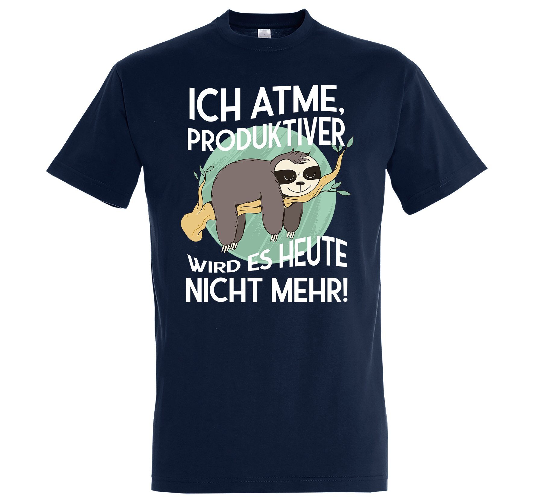 nicht es Produktiver Designz Youth T-Shirt Ich lustigem Herren Frontprint Shirt Atme, mehr heute mit wird Navyblau