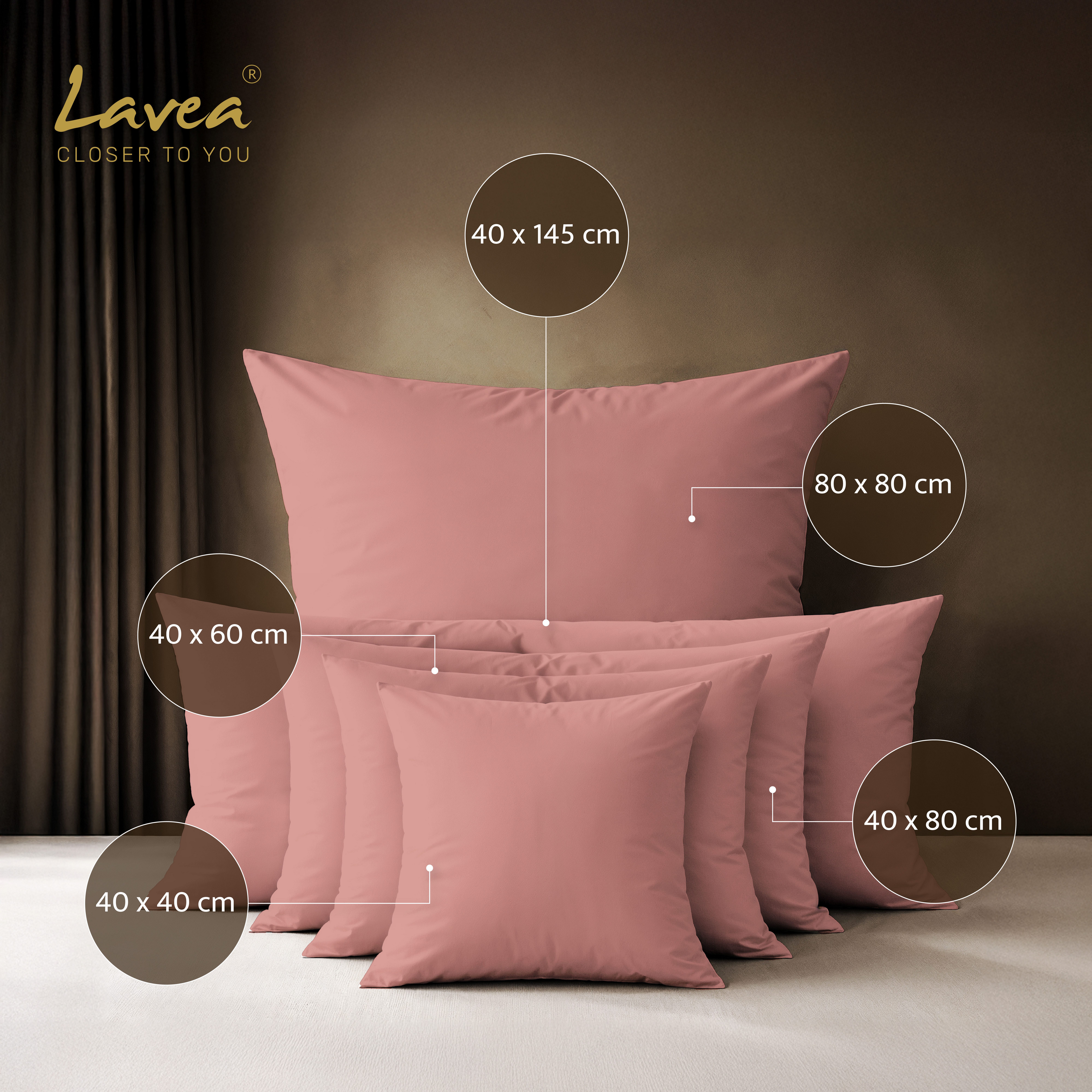 Lavea Kissenbezug 2er Set 100% Baumwolle flauschig, Jasmin, Kissenhülle, Kissenbezüge, (2 Stück), pflegeleicht, langlebige Qualität, mit Reißverschluss
