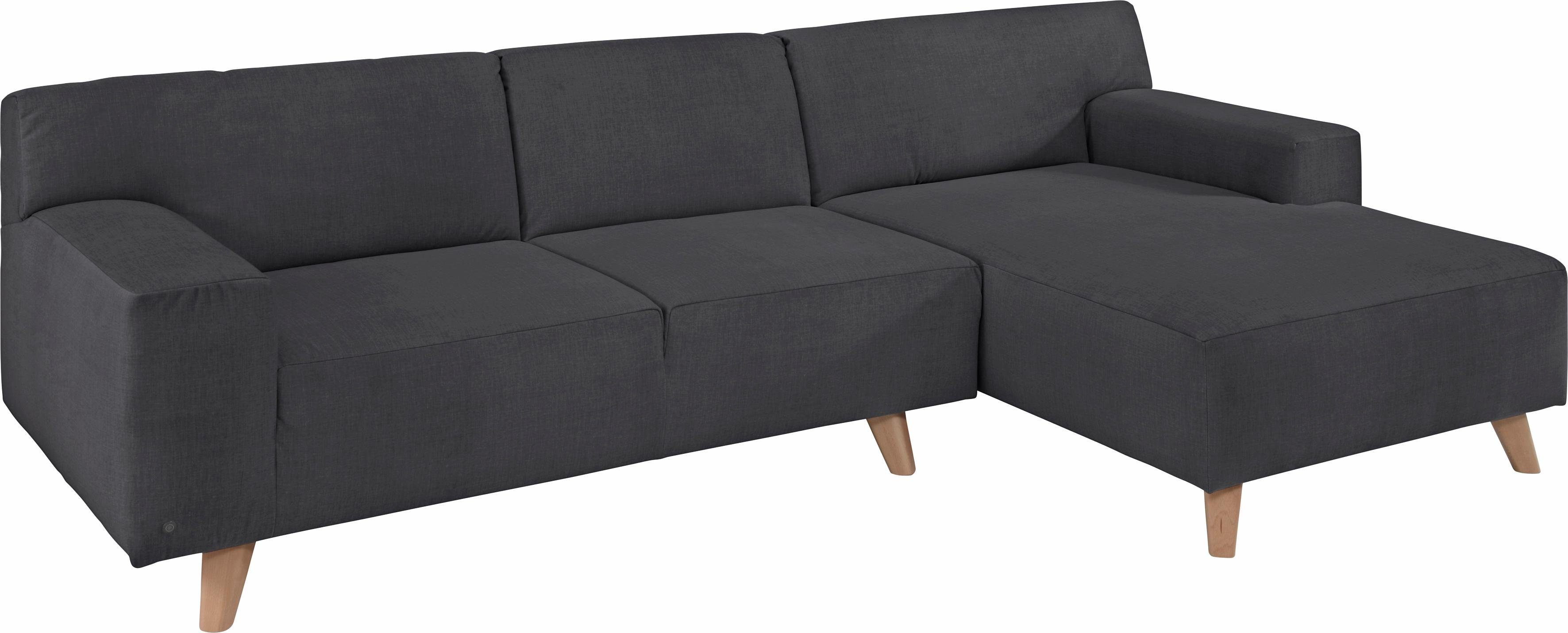 TOM TAILOR HOME Ecksofa NORDIC PURE, mit Recamiere, im Retrolook, Füße Buche natur