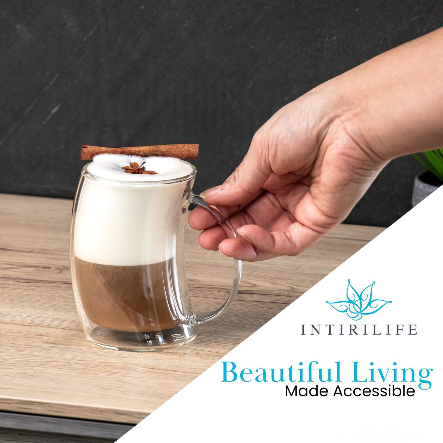 Intirilife Latte-Macchiato-Glas, 6-tlg., Glas, Doppelwandiges Thermo Glas 200ml Teeglas Kaffeeglas Set Becher (6-tlg)