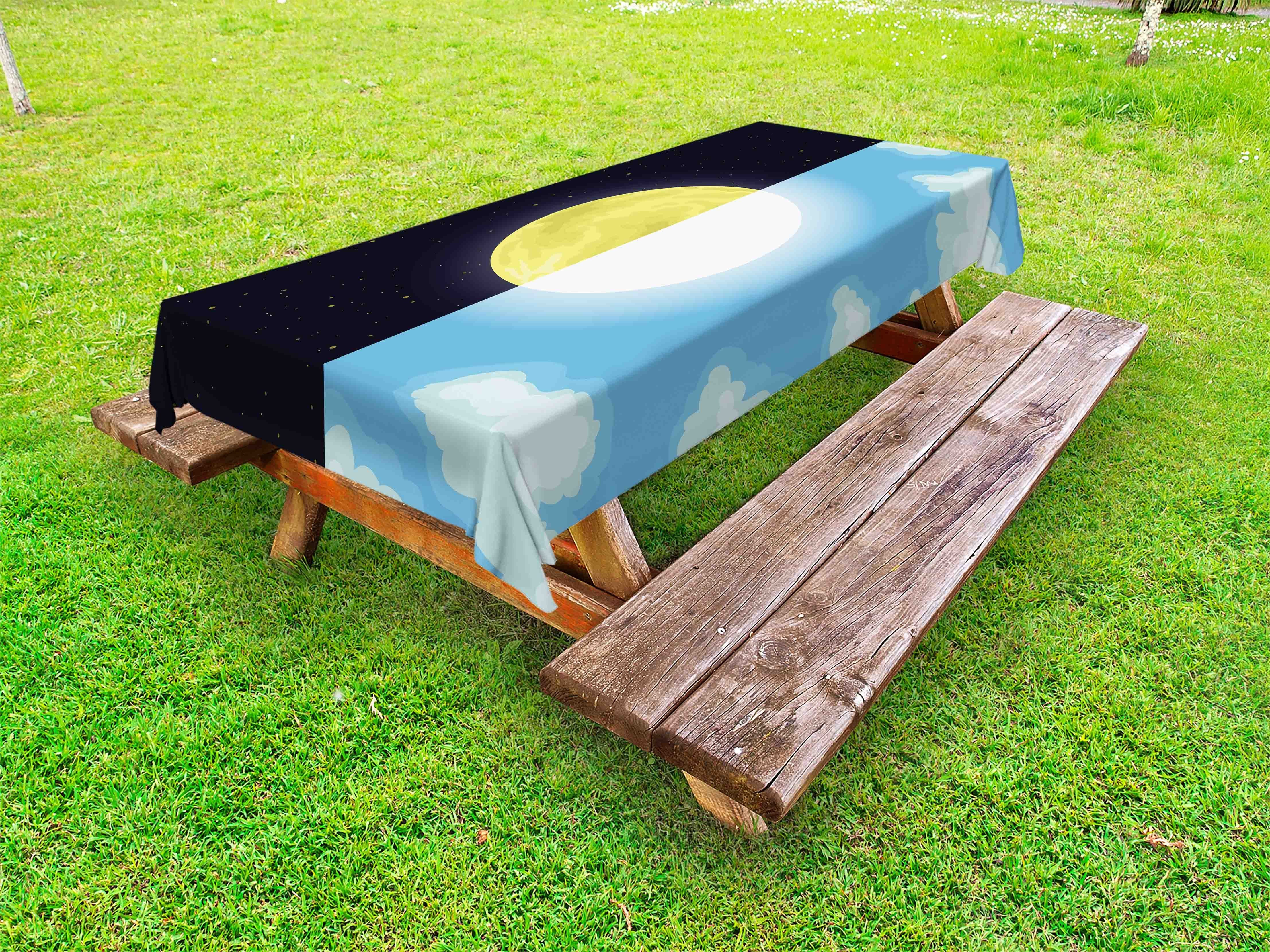 Abakuhaus Tischdecke dekorative waschbare Picknick-Tischdecke, Sonne und Mond Halb Style 2 Bilder