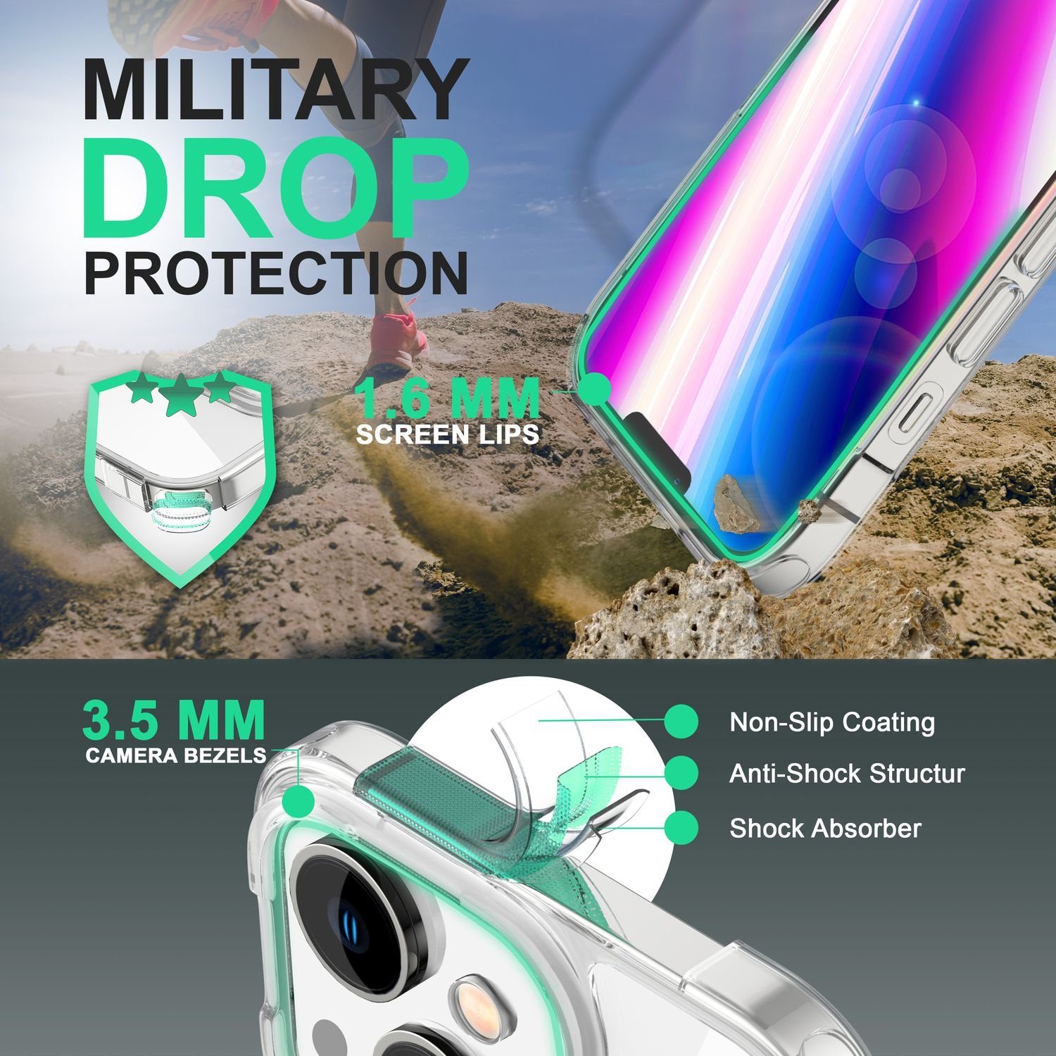 Nalia Smartphone-Hülle Apple iPhone 14 15,5 cm (6,1 Zoll), Klare Harte Hülle / Transparent / Anti-Gelb / Kratzfest / Clear Cover